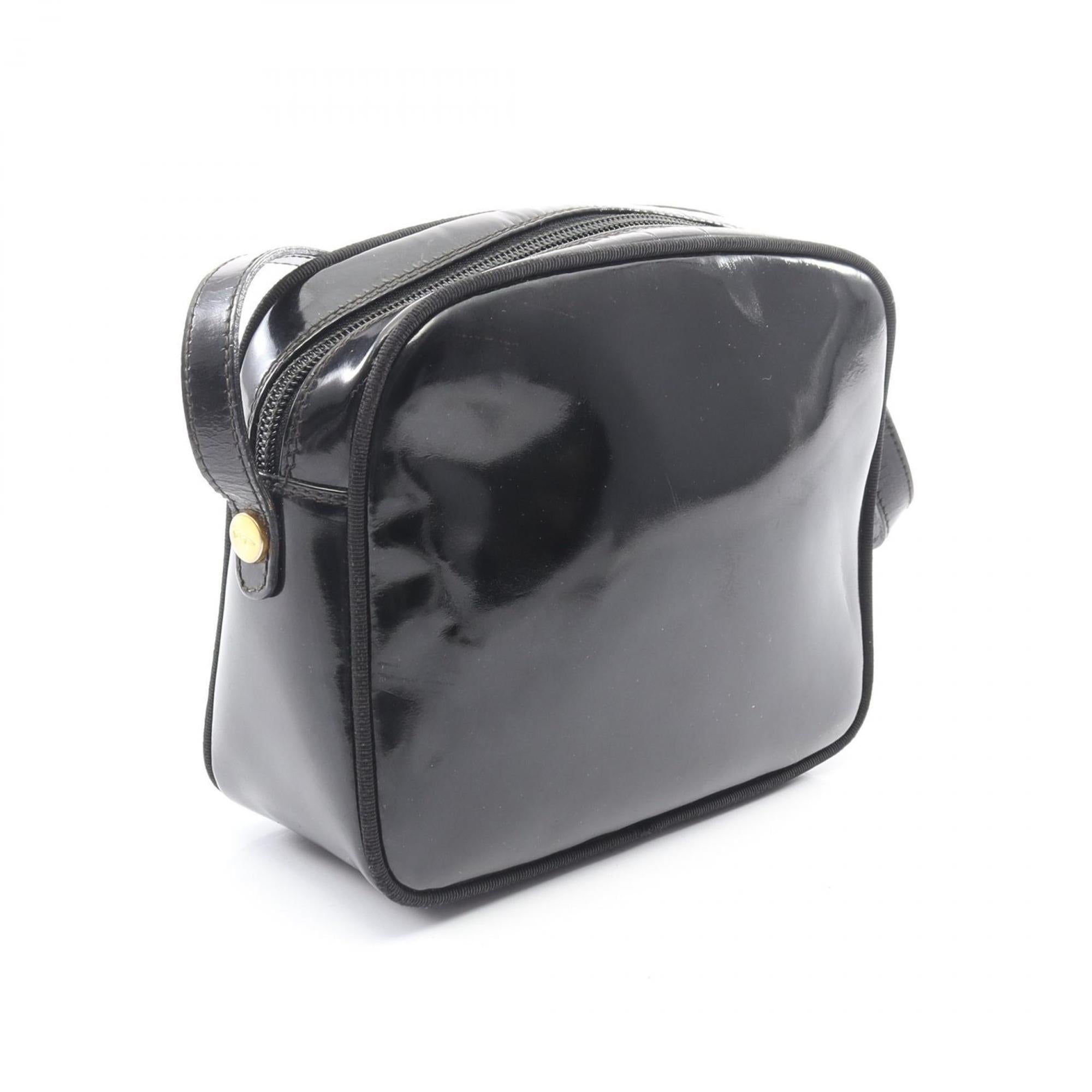 Salvatore Ferragamo Black Patent Leather Shoulder Bag (Pre-Owned)