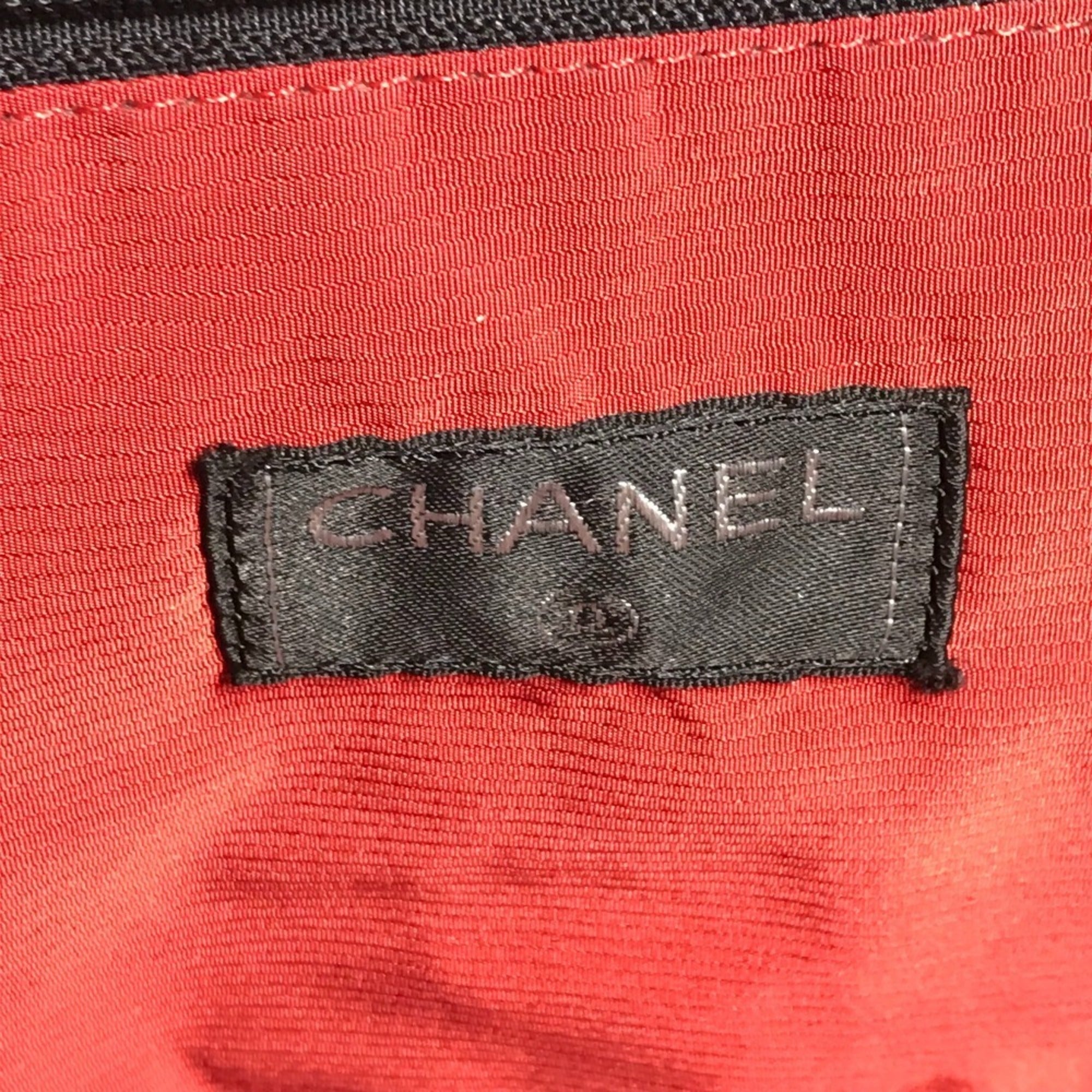 Chanel Black White Nylon Boston Bag Shoulder Bag (Pre-Owned)