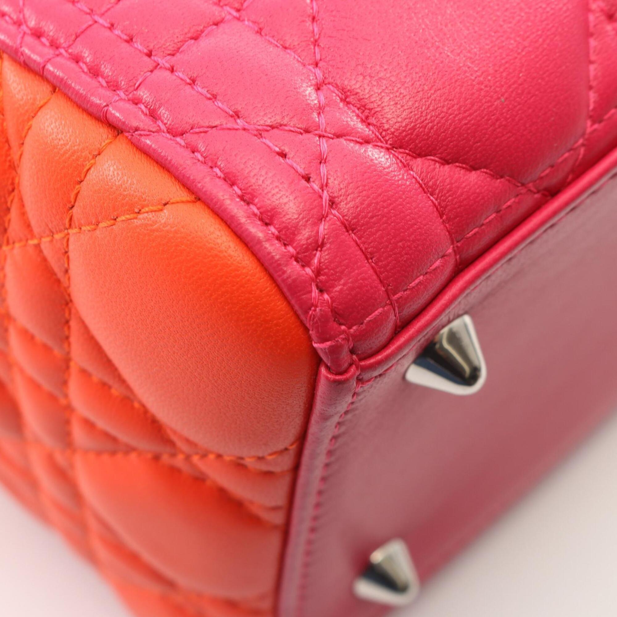 Christian Dior Blue Orange Pink Leather Handbag (Pre-Owned)