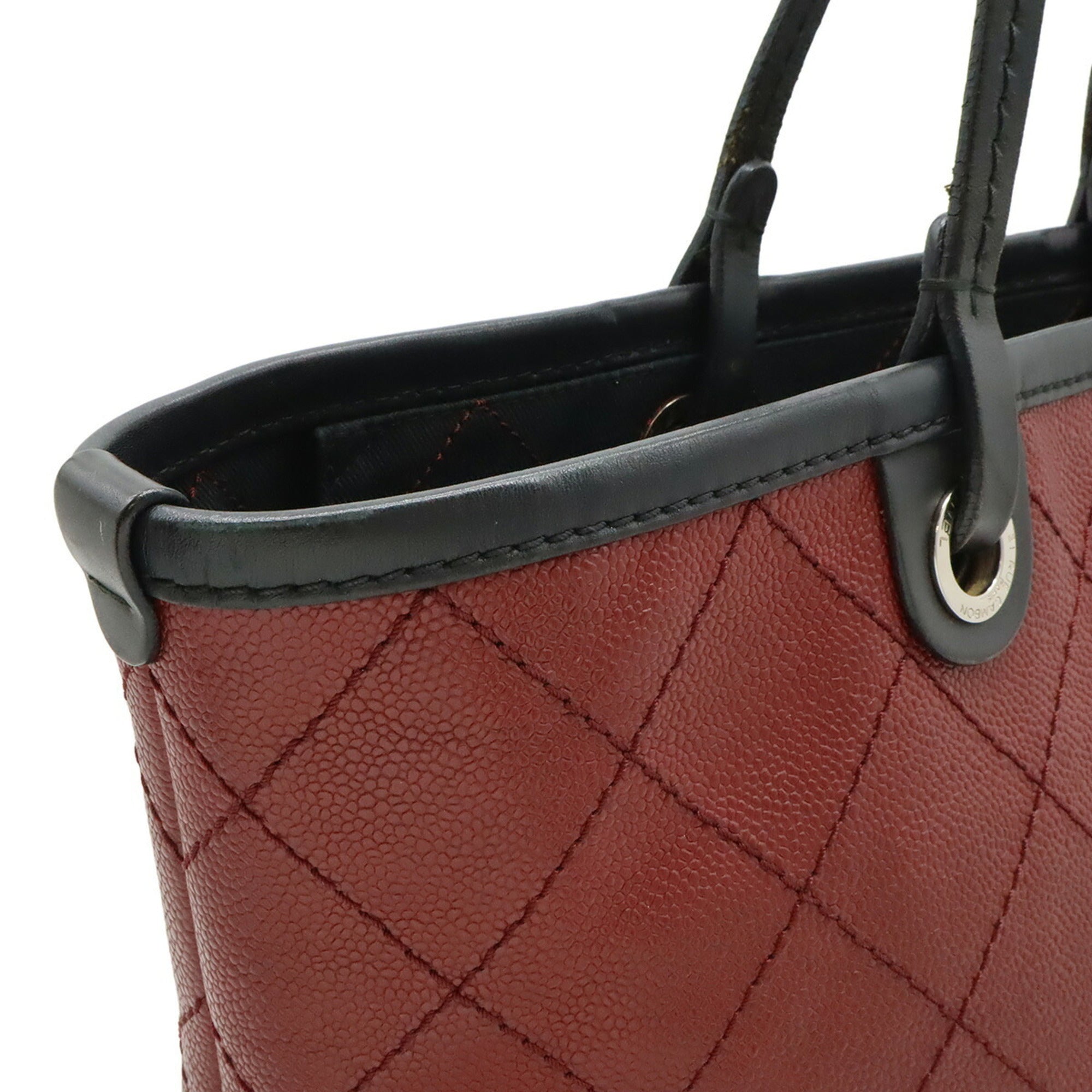 Chanel Black Bordeaux Grained Calfskin Shoulder Bag Tote Bag (Pre-Owned)