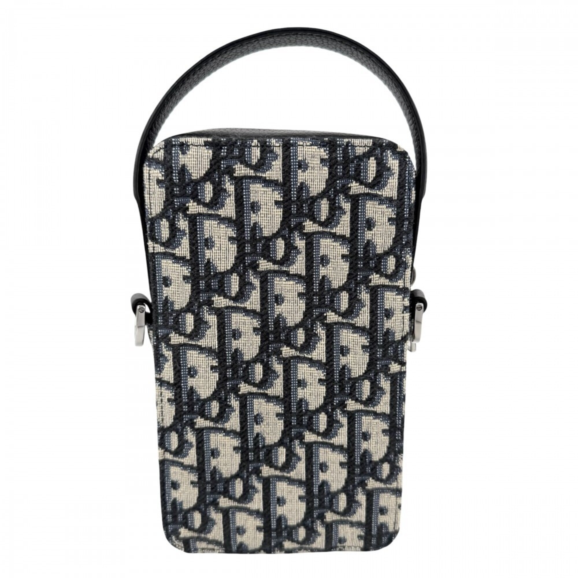 Christian Dior Navy Canvas Leather Pouch Shoulder Bag (Pre-Owned)
