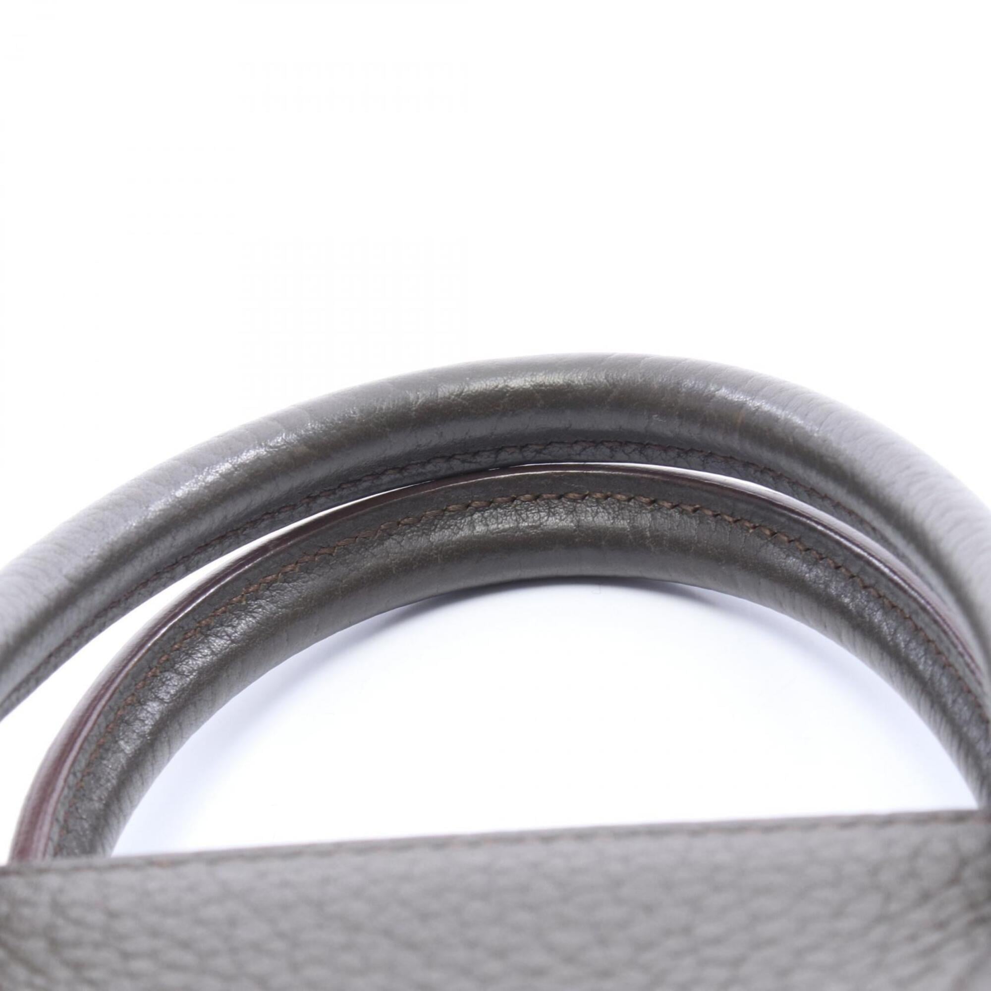 Hermes Blue Brown Khaki Fjord Leather Barenia Leather Handbag (Pre-Owned)