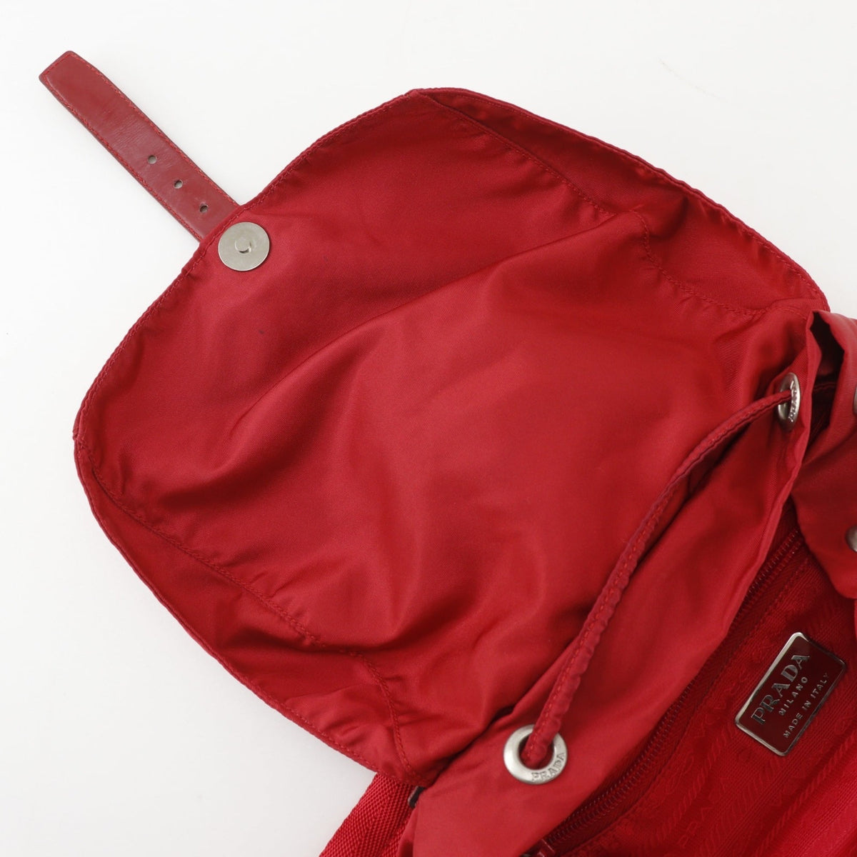 Prada Red Color Nylon Backpack (Pre-Owned)