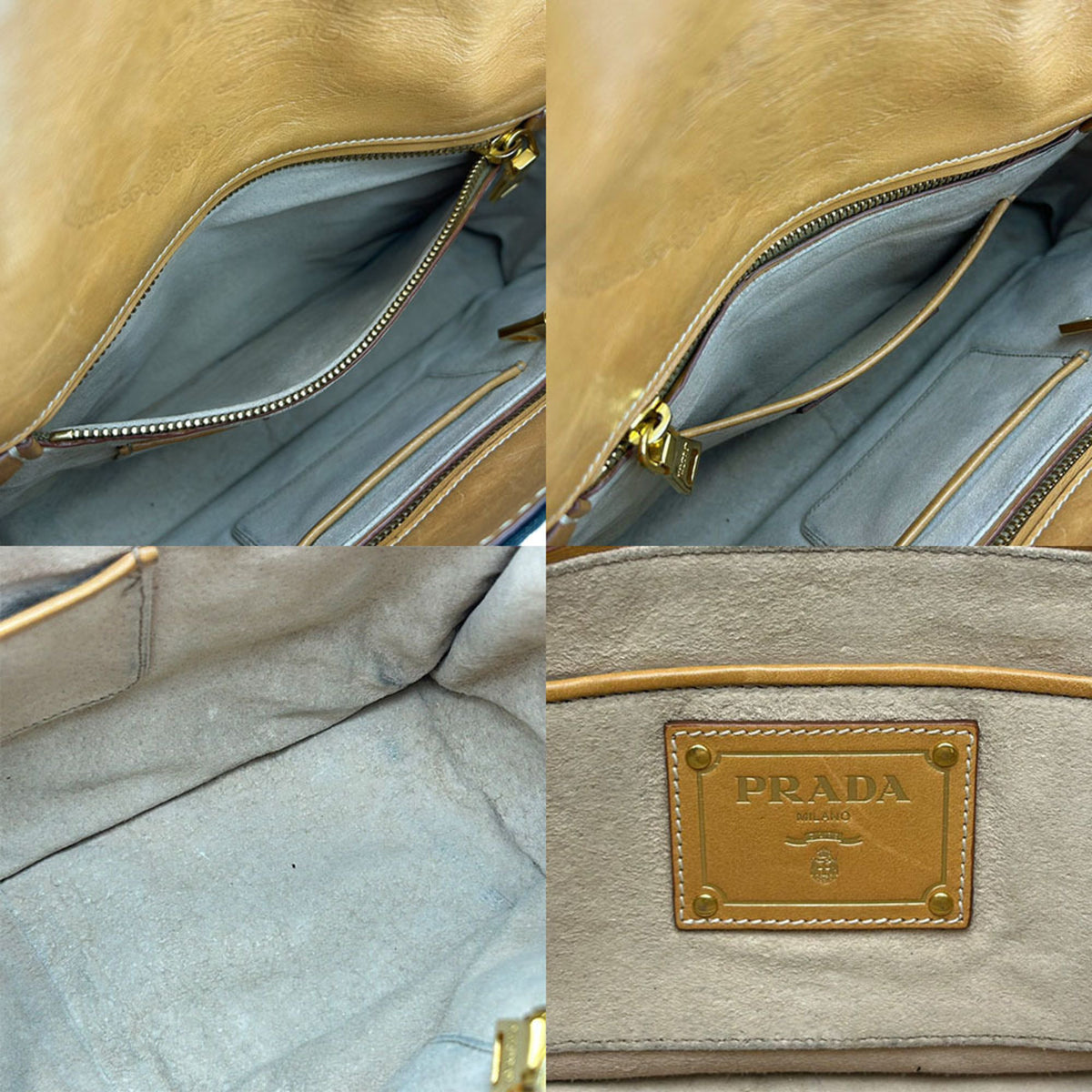 Prada Black Brown White Canvas Handbag (Pre-Owned)