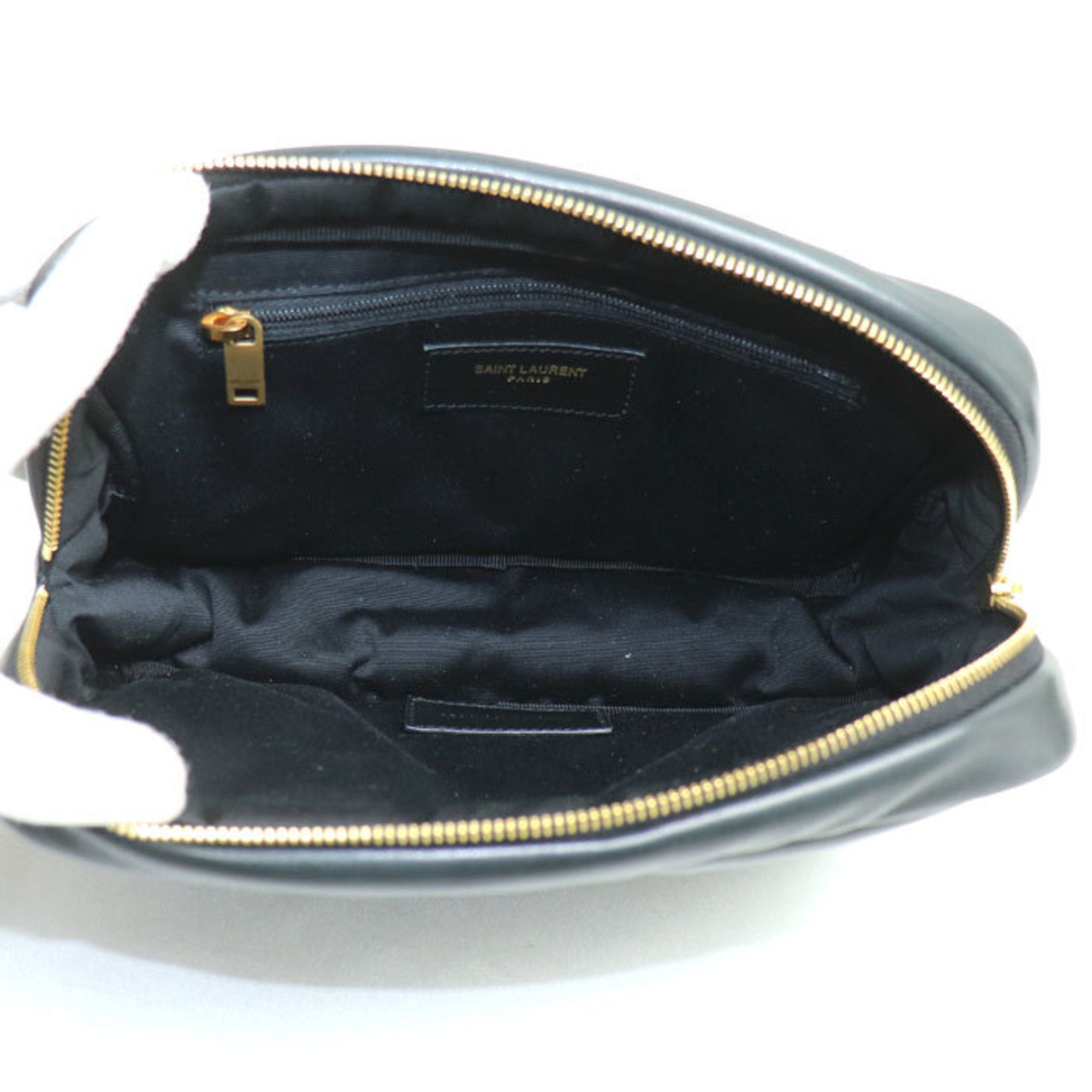 Yves Saint Laurent Black Leather Clutch Bag Pouch (Pre-Owned)