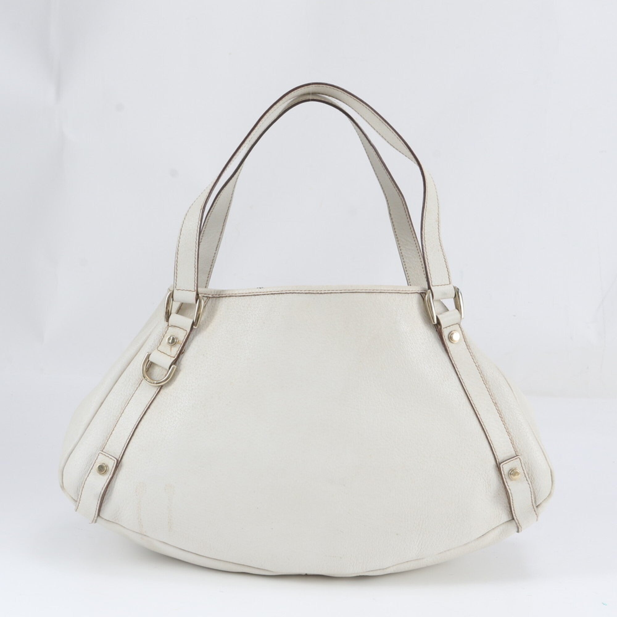Gucci White Leather Handbag Shoulder Bag Tote Bag (Pre-Owned)