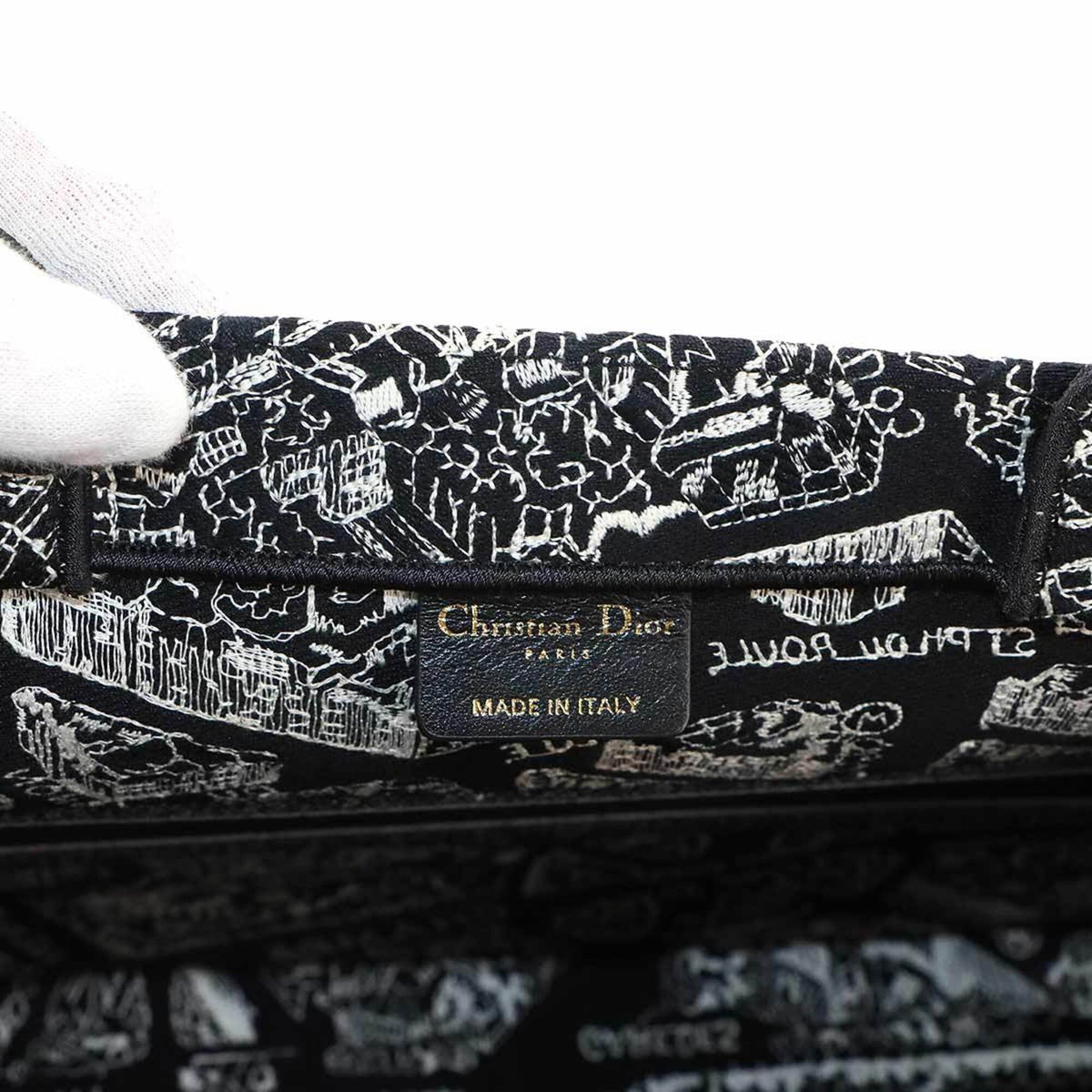 Christian Dior Black White Canvas Handbag Tote Bag (Pre-Owned)