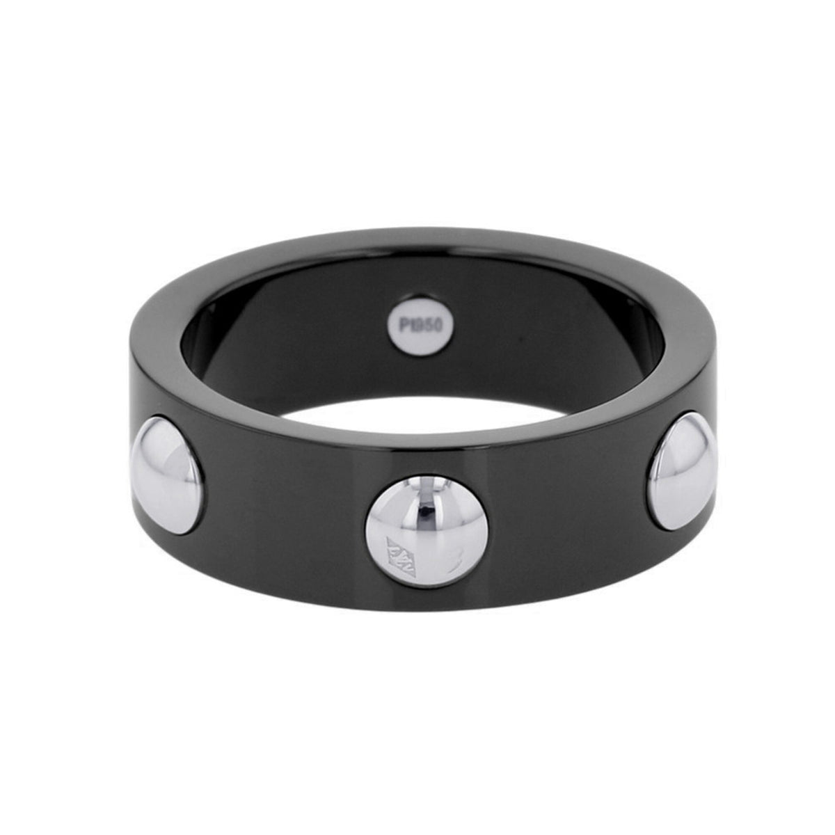 Louis Vuitton Black Ceramic Platinum 950 Band Ring (Pre-Owned)