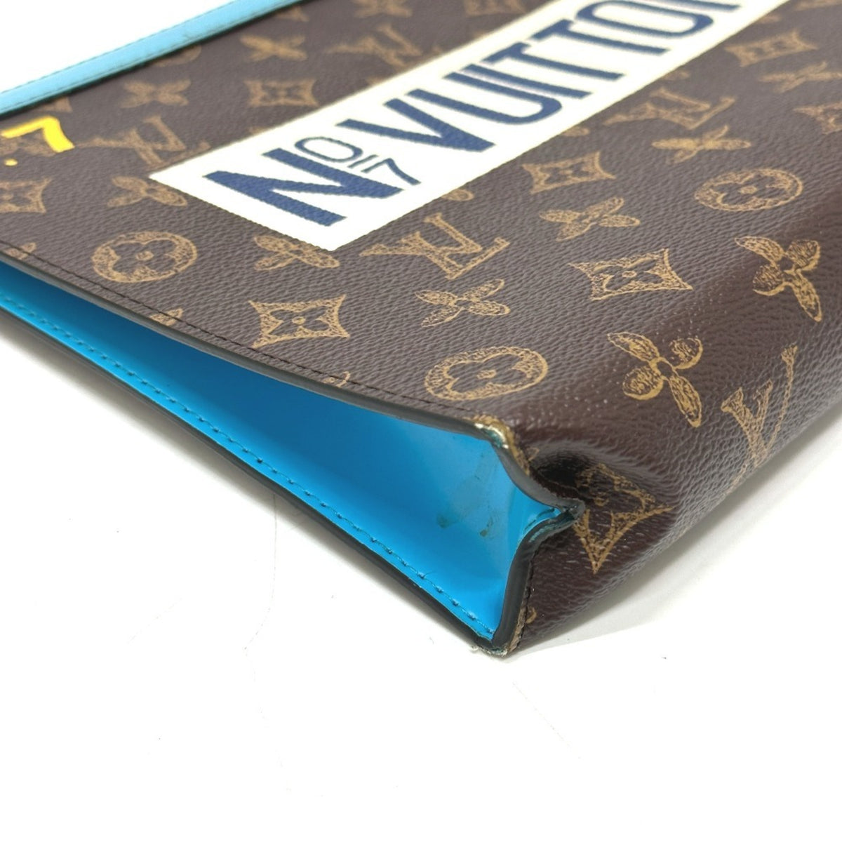 Louis Vuitton Blue Brown Monogram Clutch Bag Pochette (Pre-Owned)