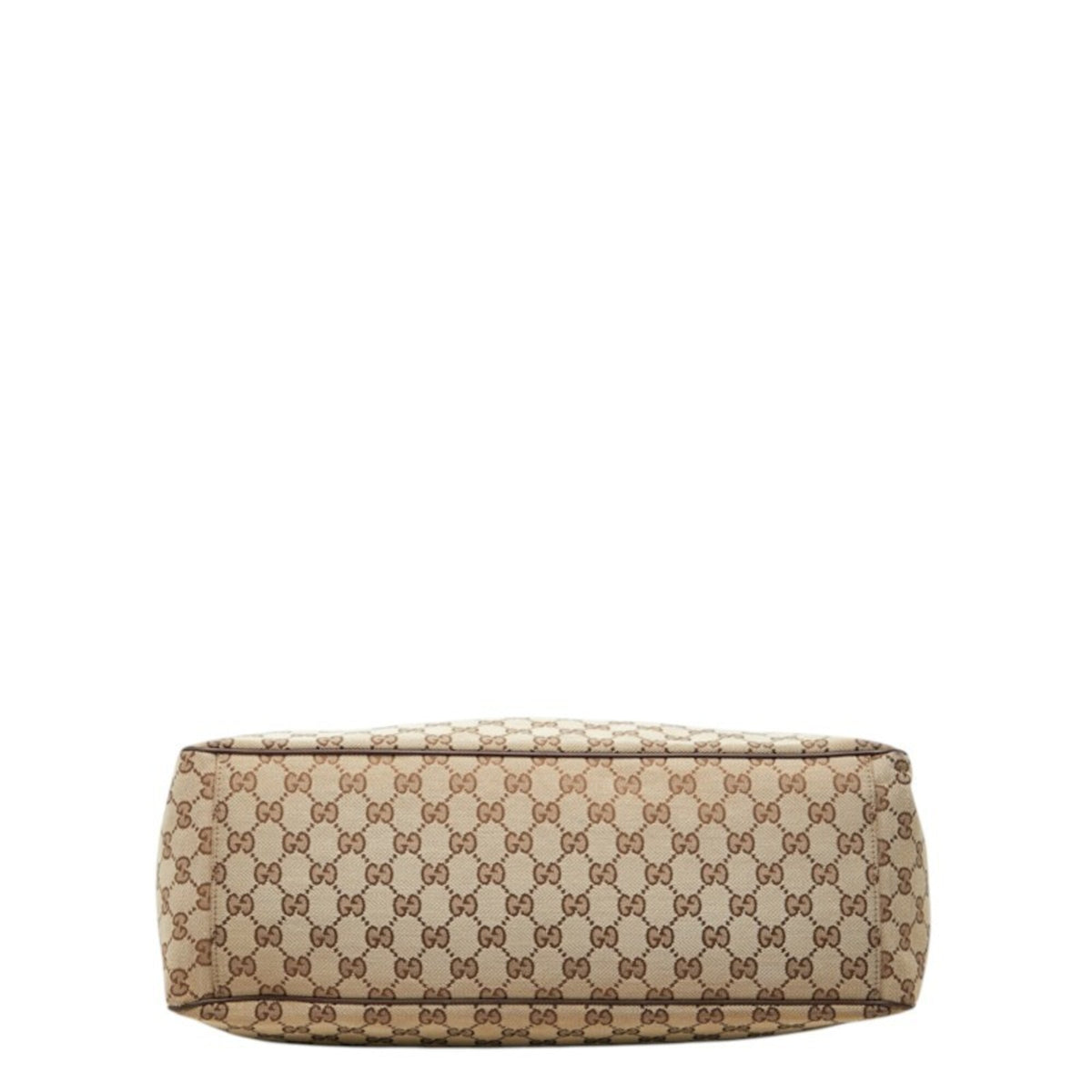 Gucci Gg Canvas Beige Brown Gg Canvas Leather Handbag Tote Bag (Pre-Owned)