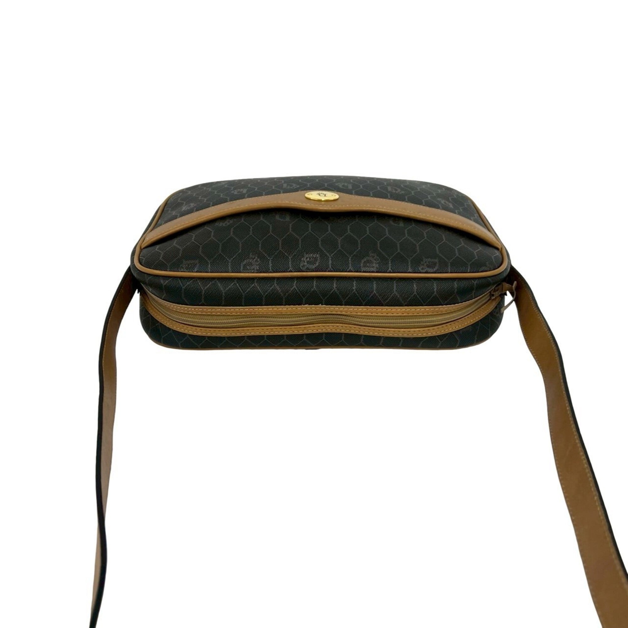 Christian Dior Brown Gray Leather Pvc Shoulder Bag (Pre-Owned)