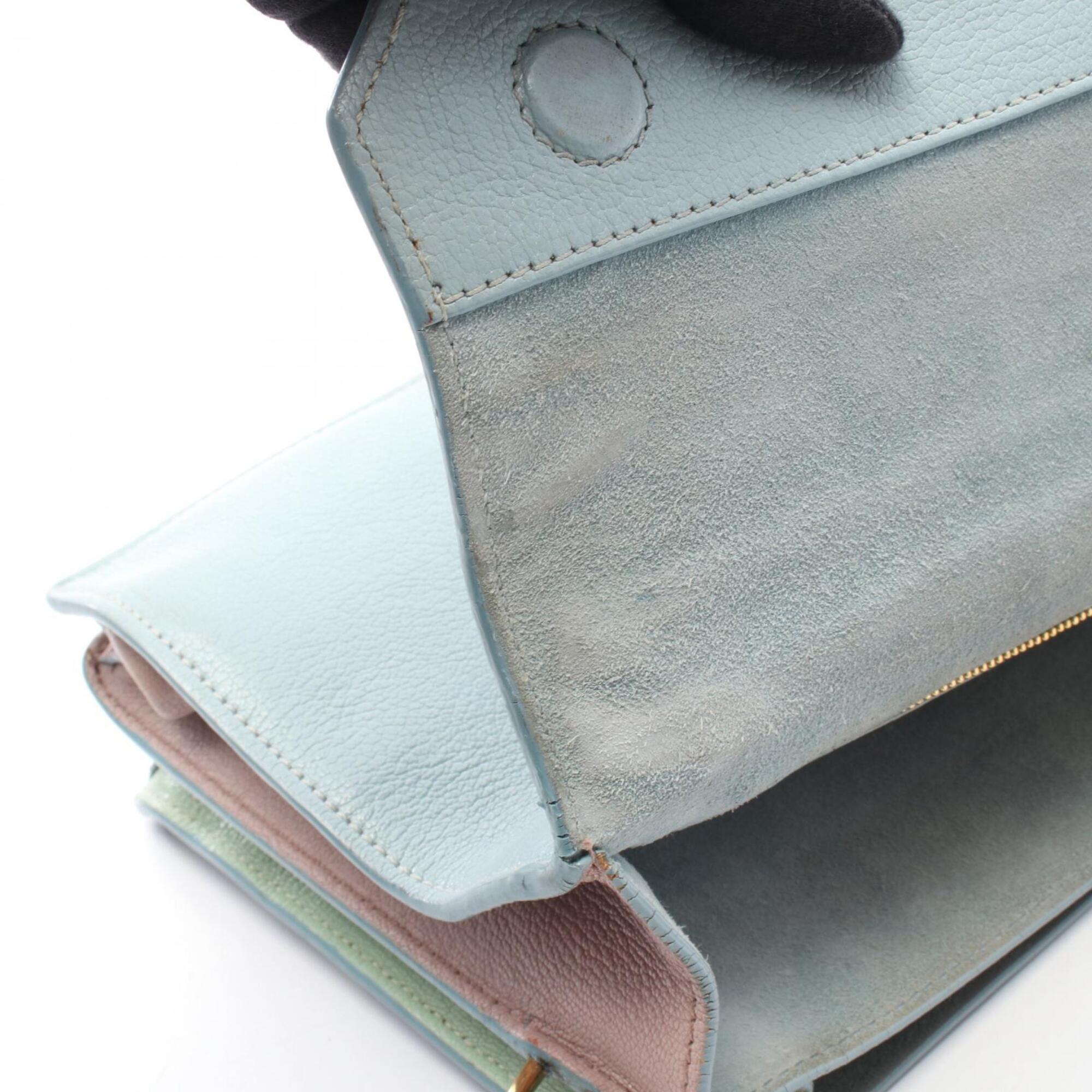 Miu Miu Blue Green Pink Leather Handbag (Pre-Owned)