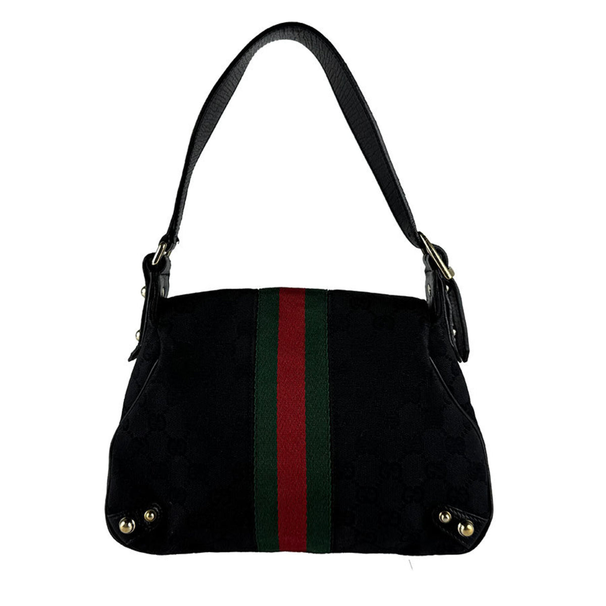 Gucci Black Gg Canvas Leather Handbag (Pre-Owned)