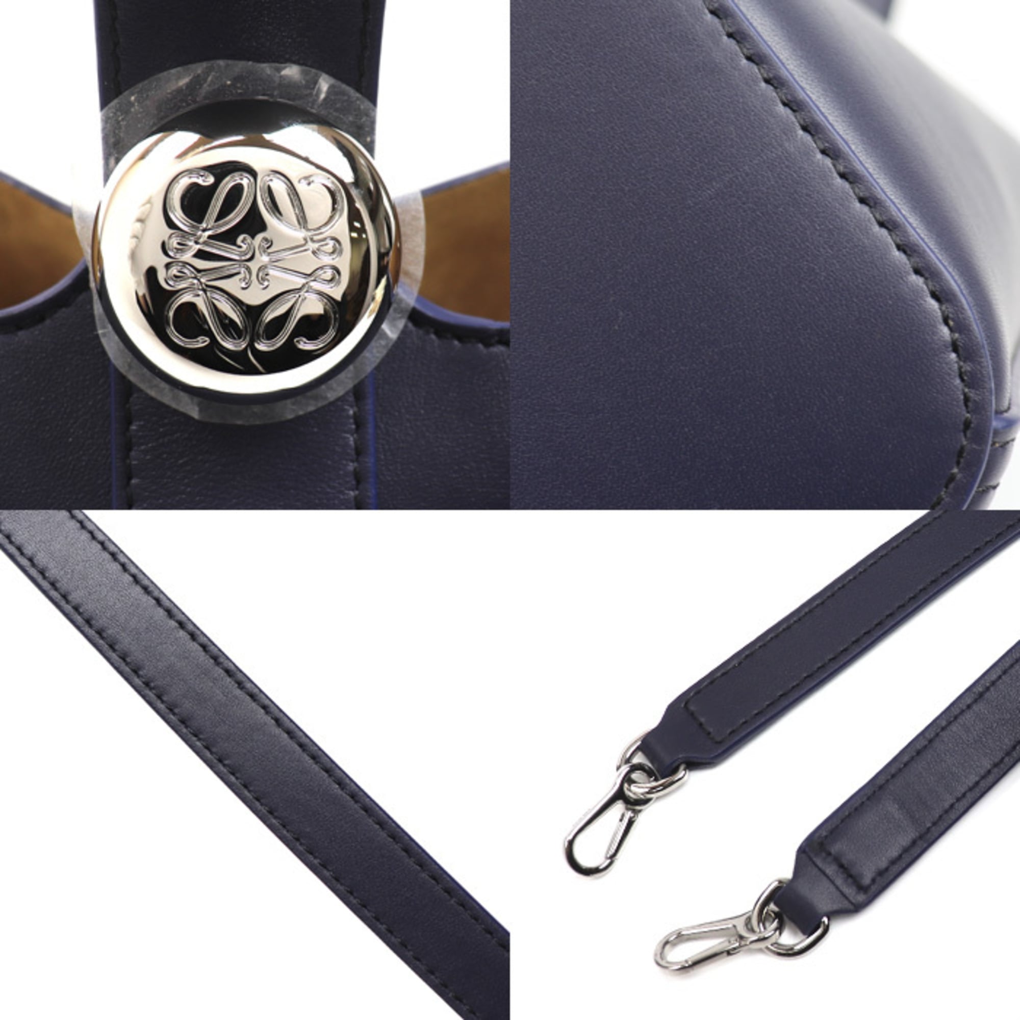 Loewe Navy Leather Shoulder Bag (Pre-Owned)