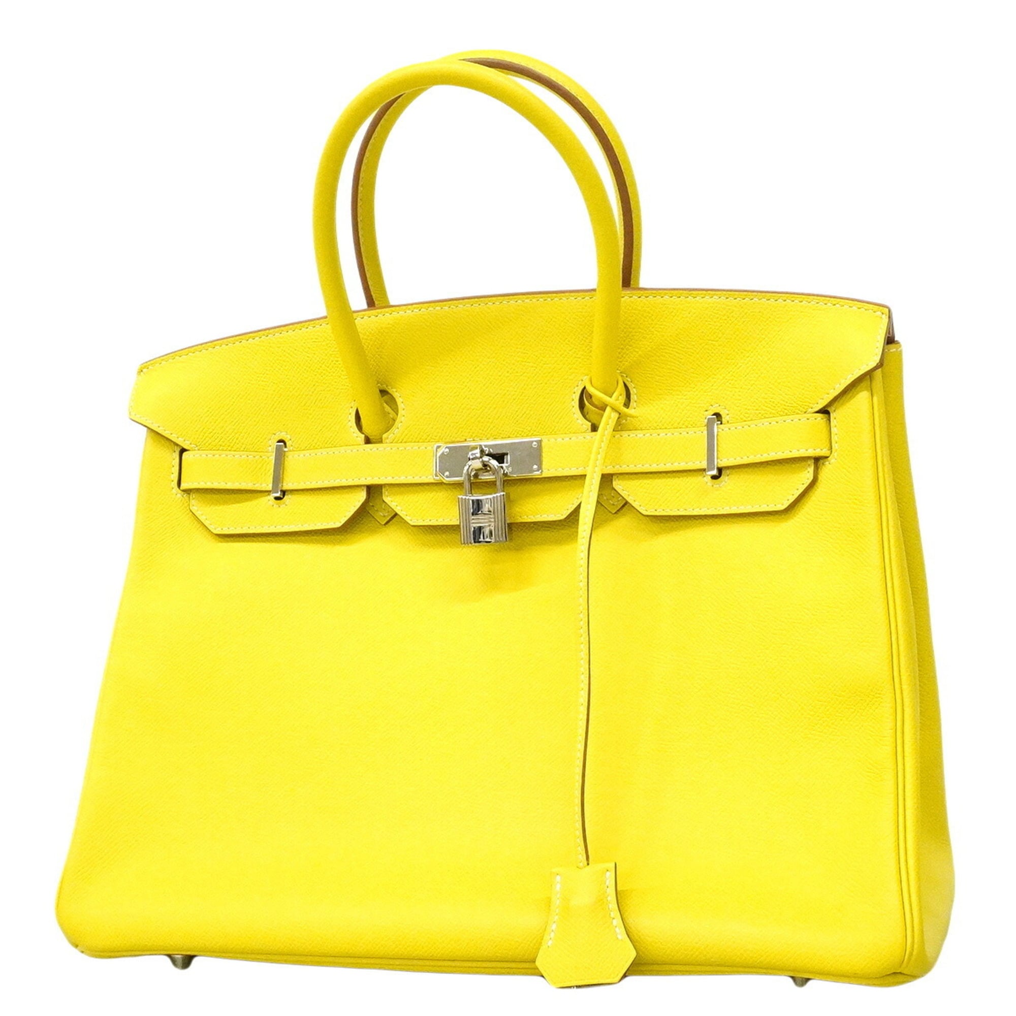 Hermes Lime Pearl Gray Leather Handbag (Pre-Owned)