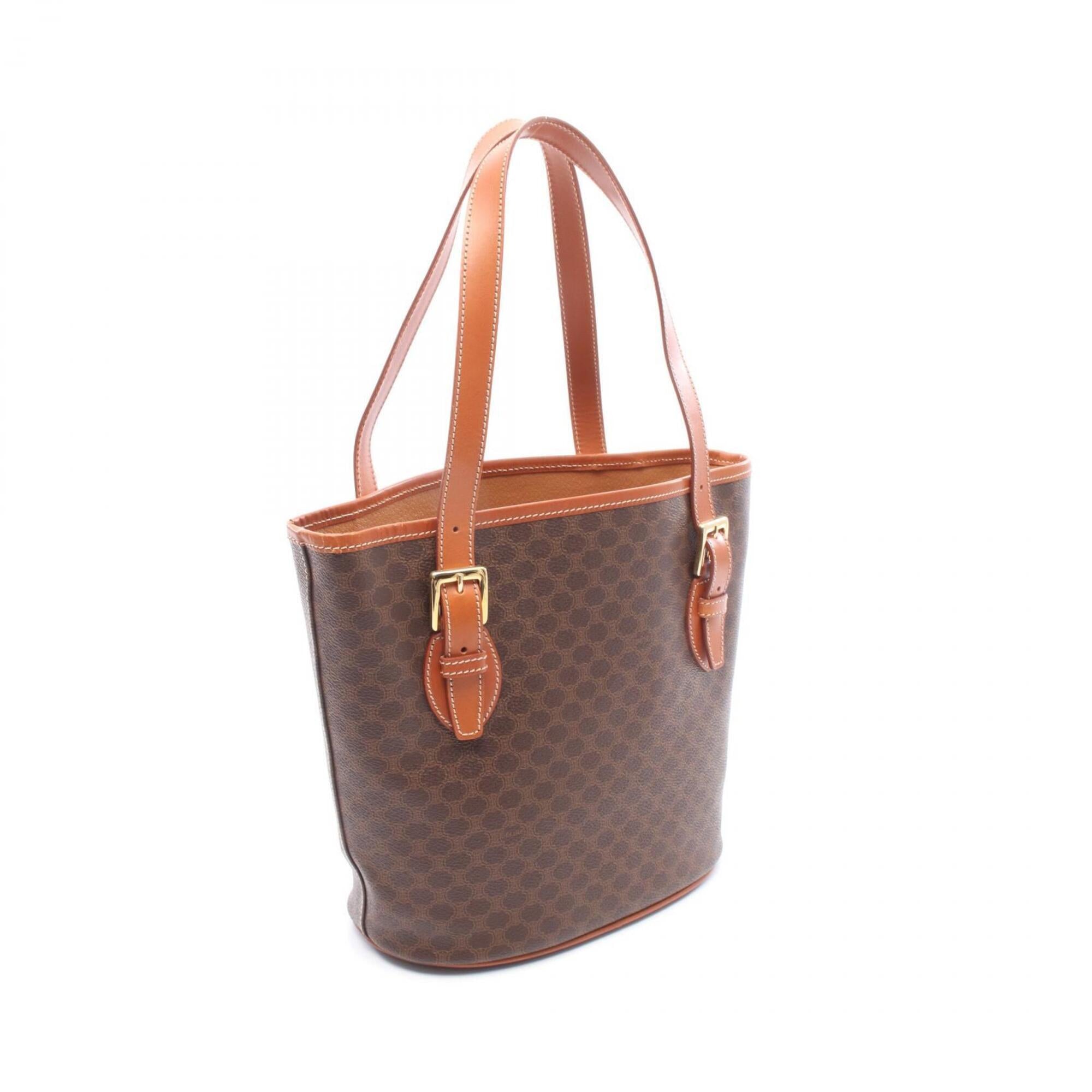 Celine Brown Coated Canvas Leather Handbag Tote Bag (Pre-Owned)
