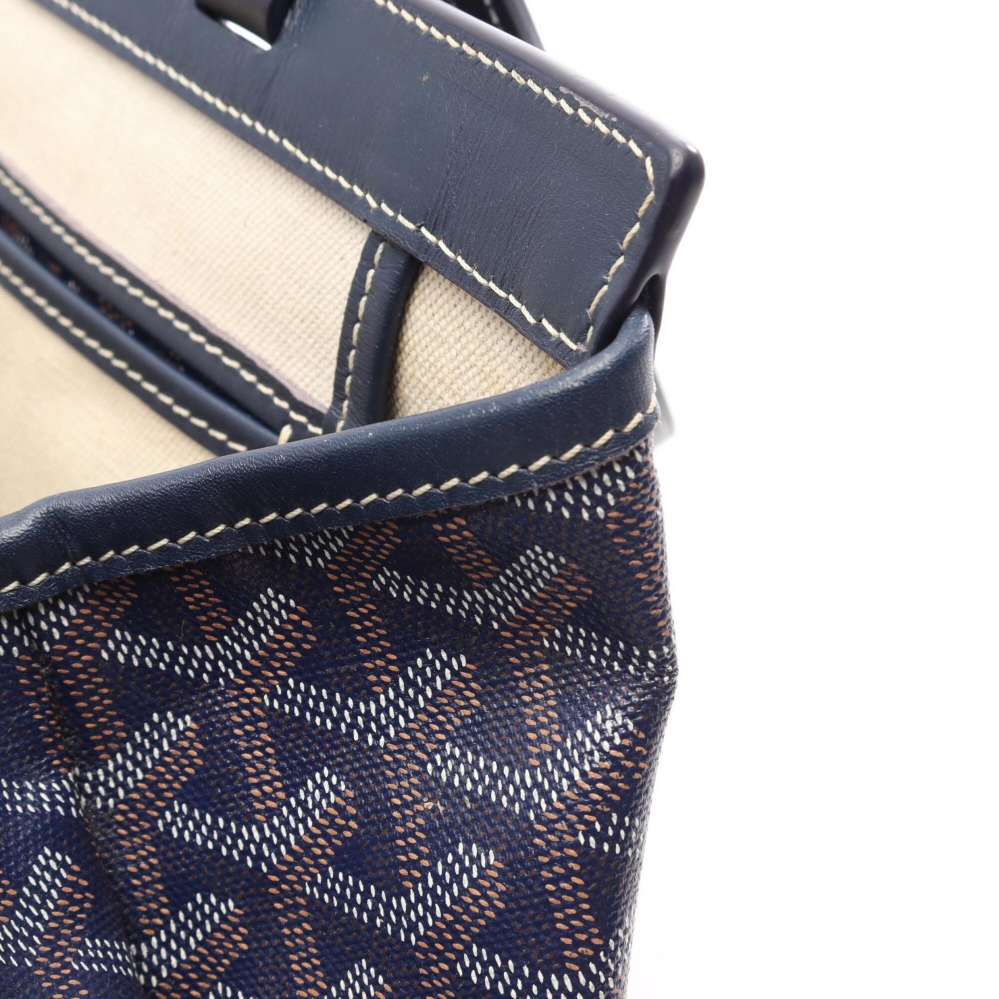 Goyard Multi-Color Navy Coated Canvas Leather Handbag Tote Bag (Pre-Owned)