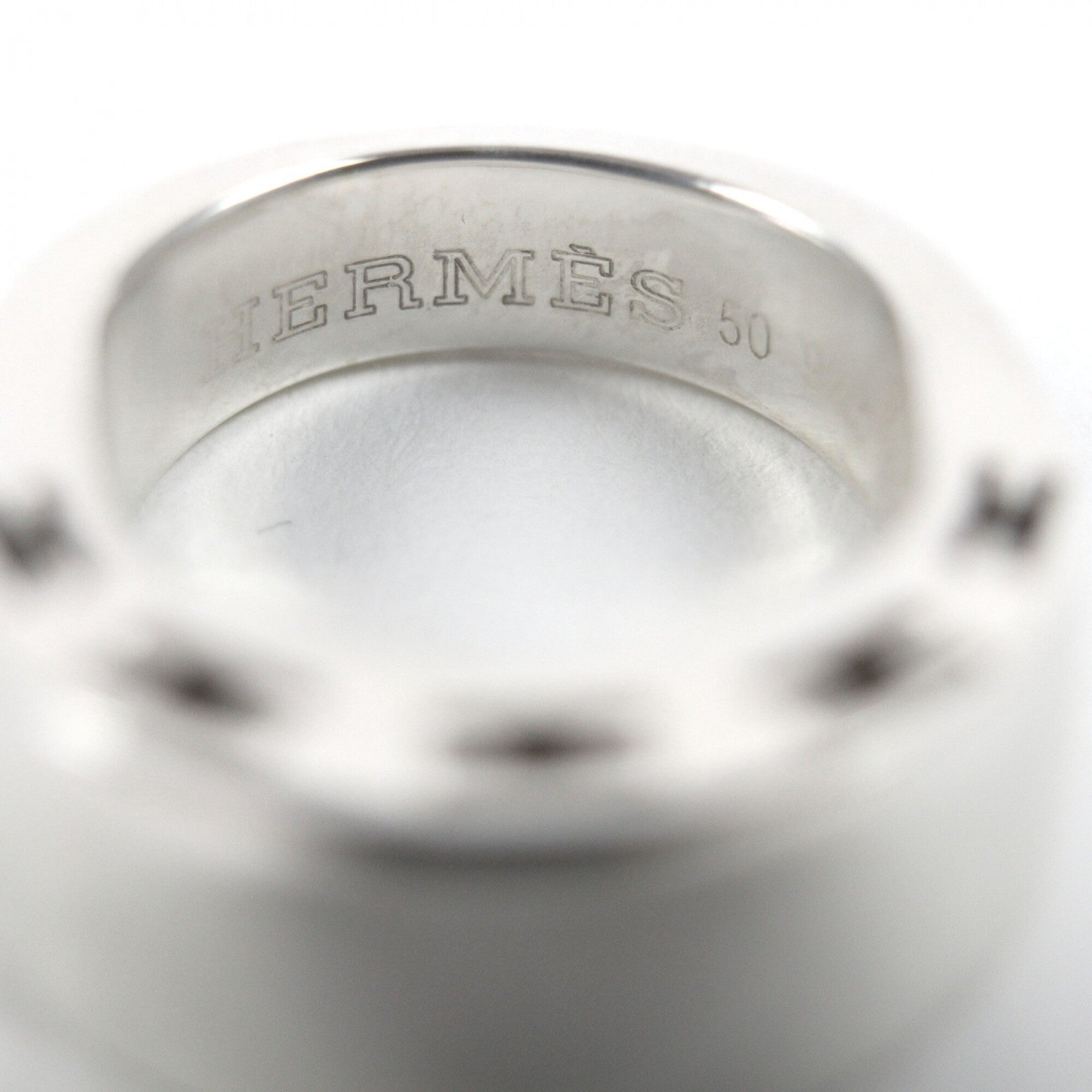 Hermes Silver Silver 925 Band Ring (Pre-Owned)