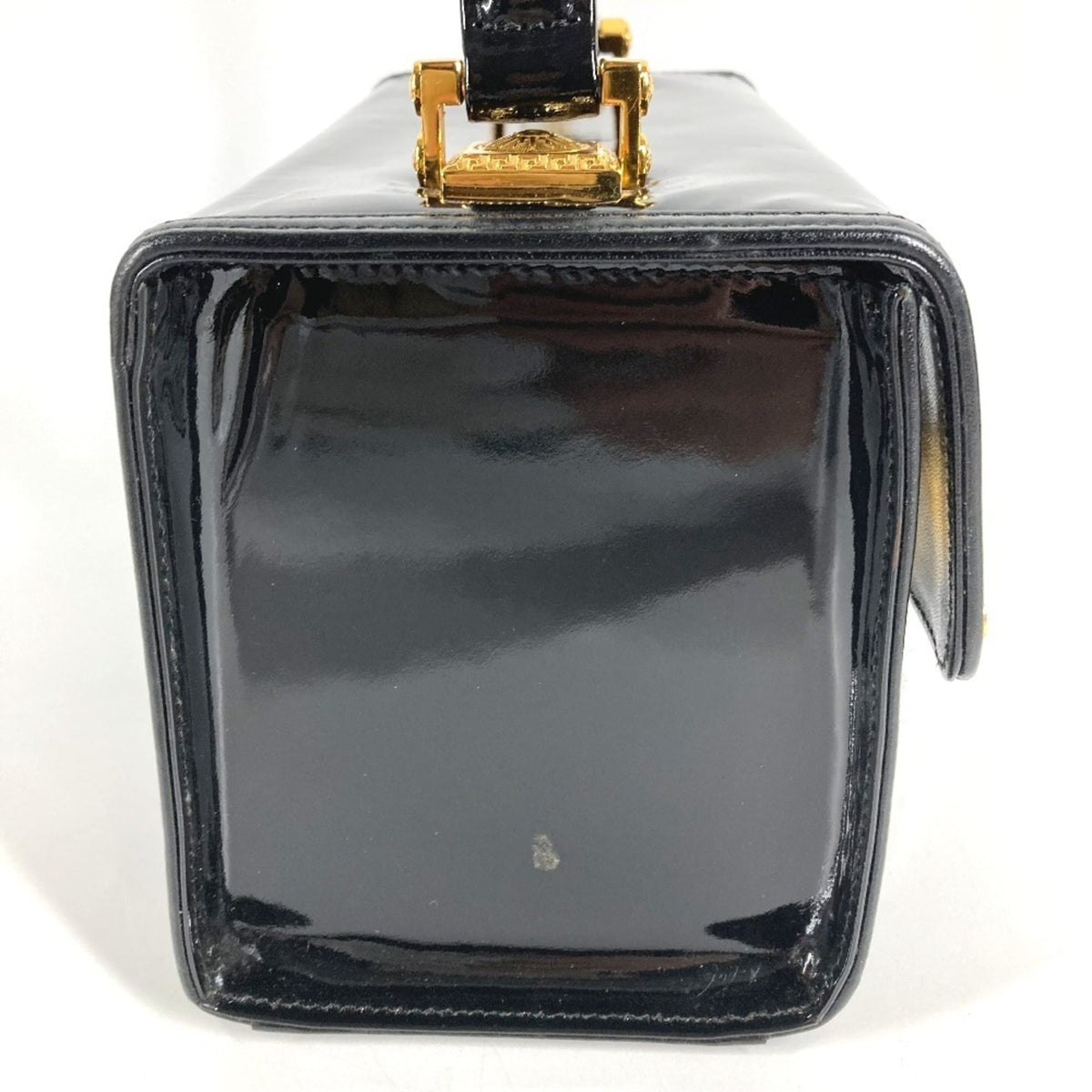 Versace Black Patent Leather Handbag Vanity Bag (Pre-Owned)