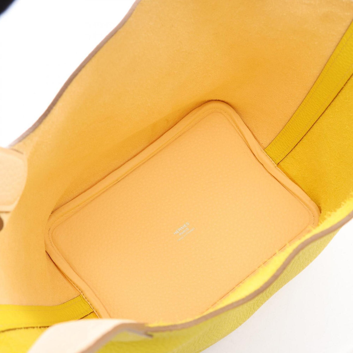Hermes Ivory Lime Yellow Taurillon Clemence Leather Handbag (Pre-Owned)