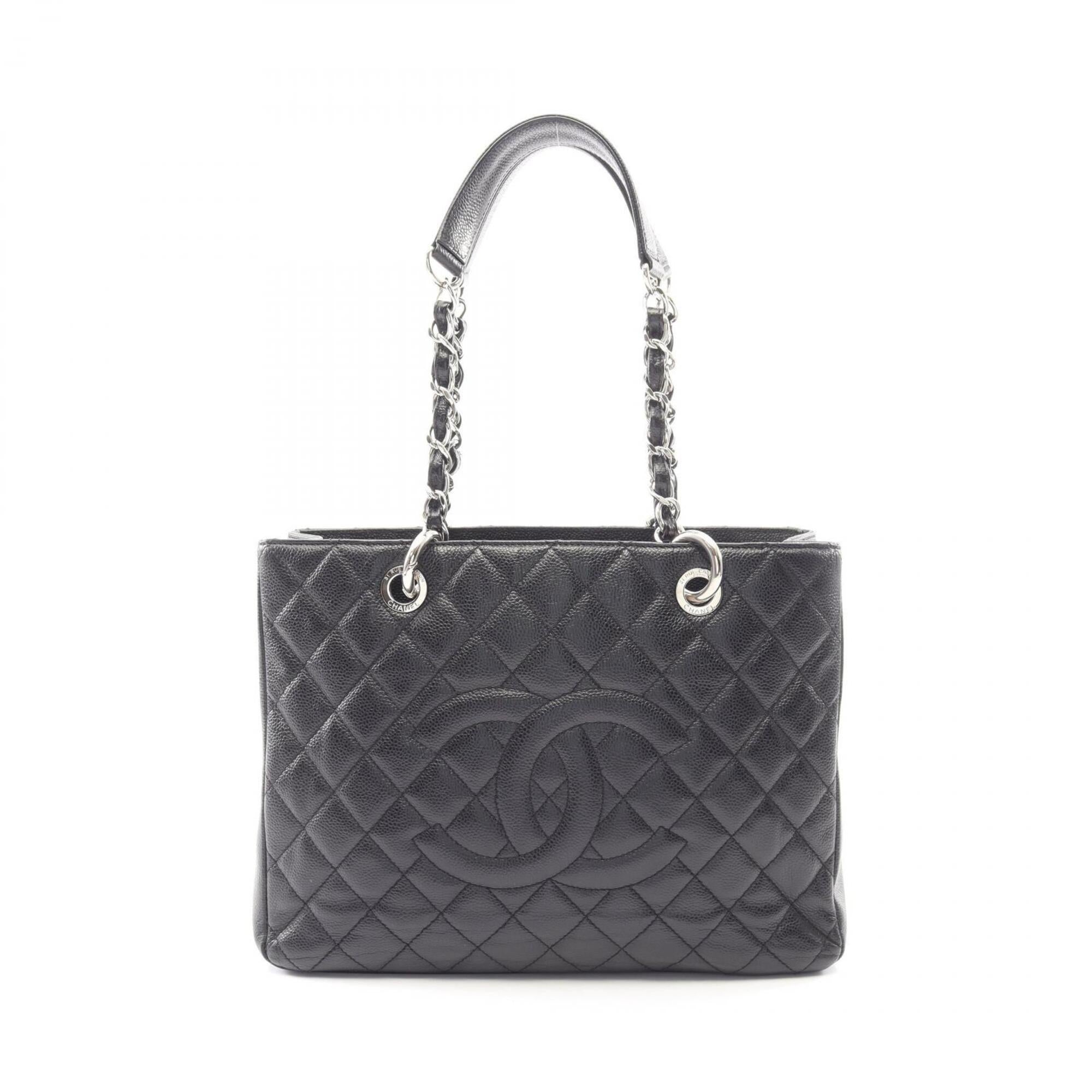 Chanel Black Leather Handbag Tote Bag (Pre-Owned)