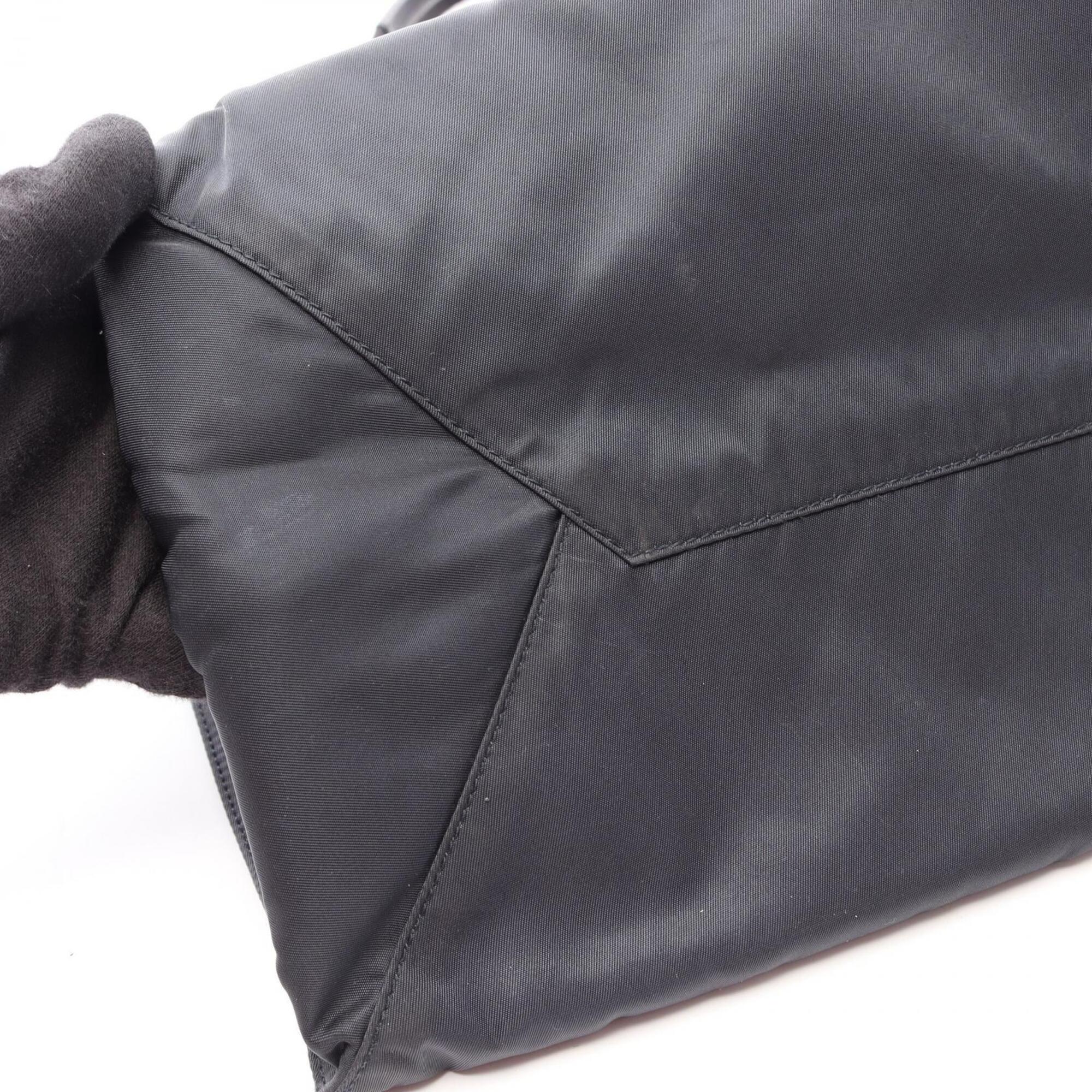 Prada Black Navy Nylon Leather Handbag Tote Bag (Pre-Owned)
