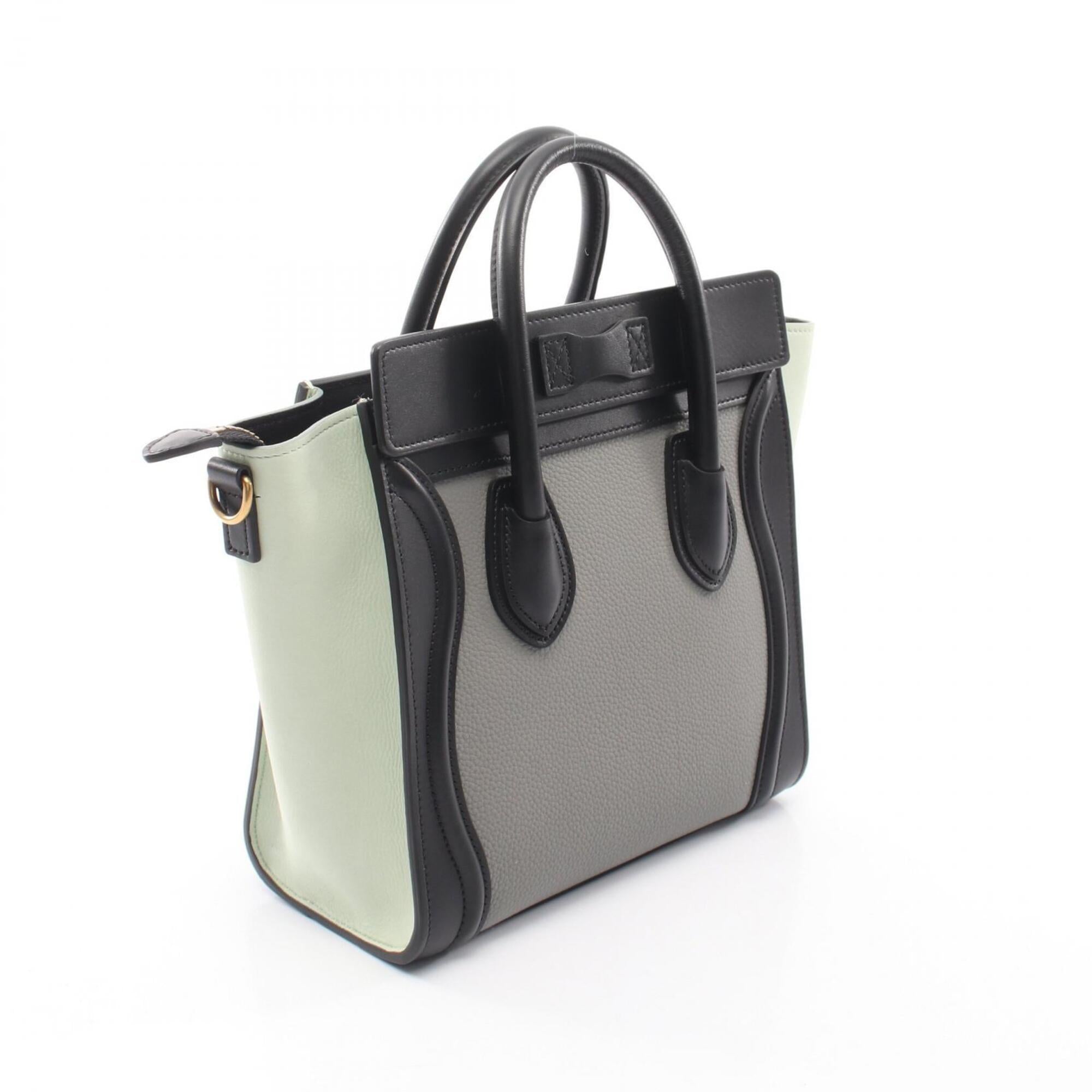 Celine Black Gray Green Leather Handbag (Pre-Owned)
