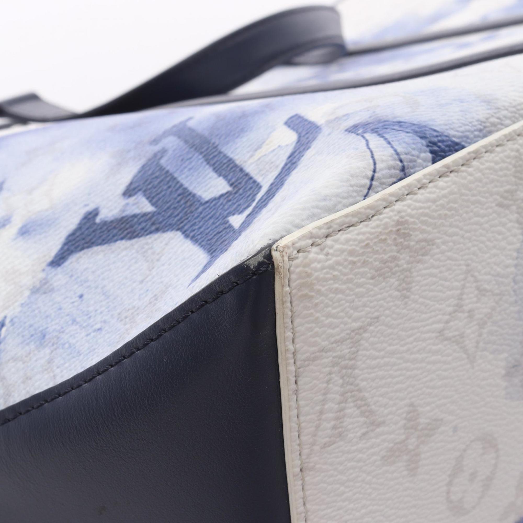 Louis Vuitton Blue White Coated Canvas Leather Handbag Tote Bag (Pre-Owned)