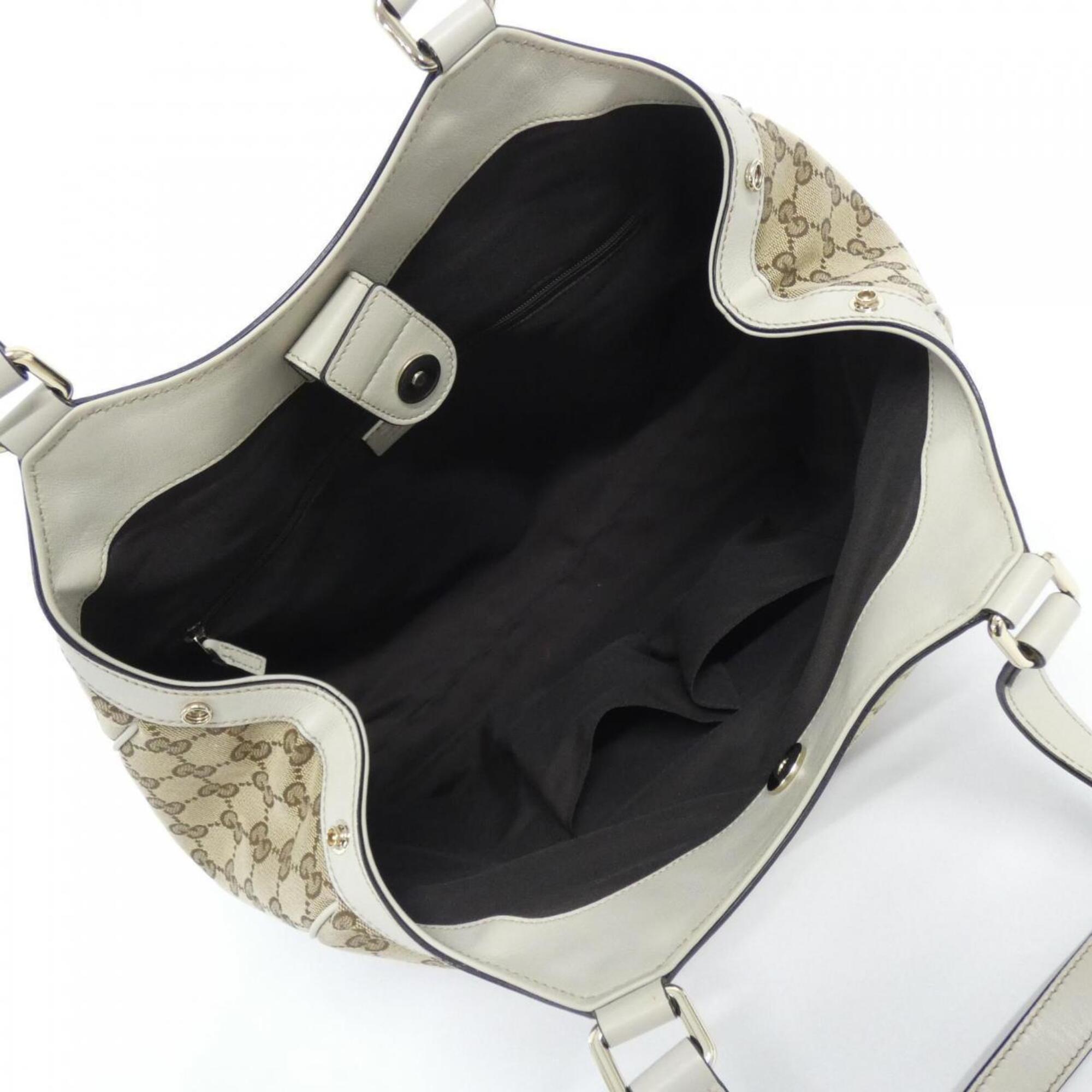Gucci Beige Ivory Gg Canvas Handbag (Pre-Owned)