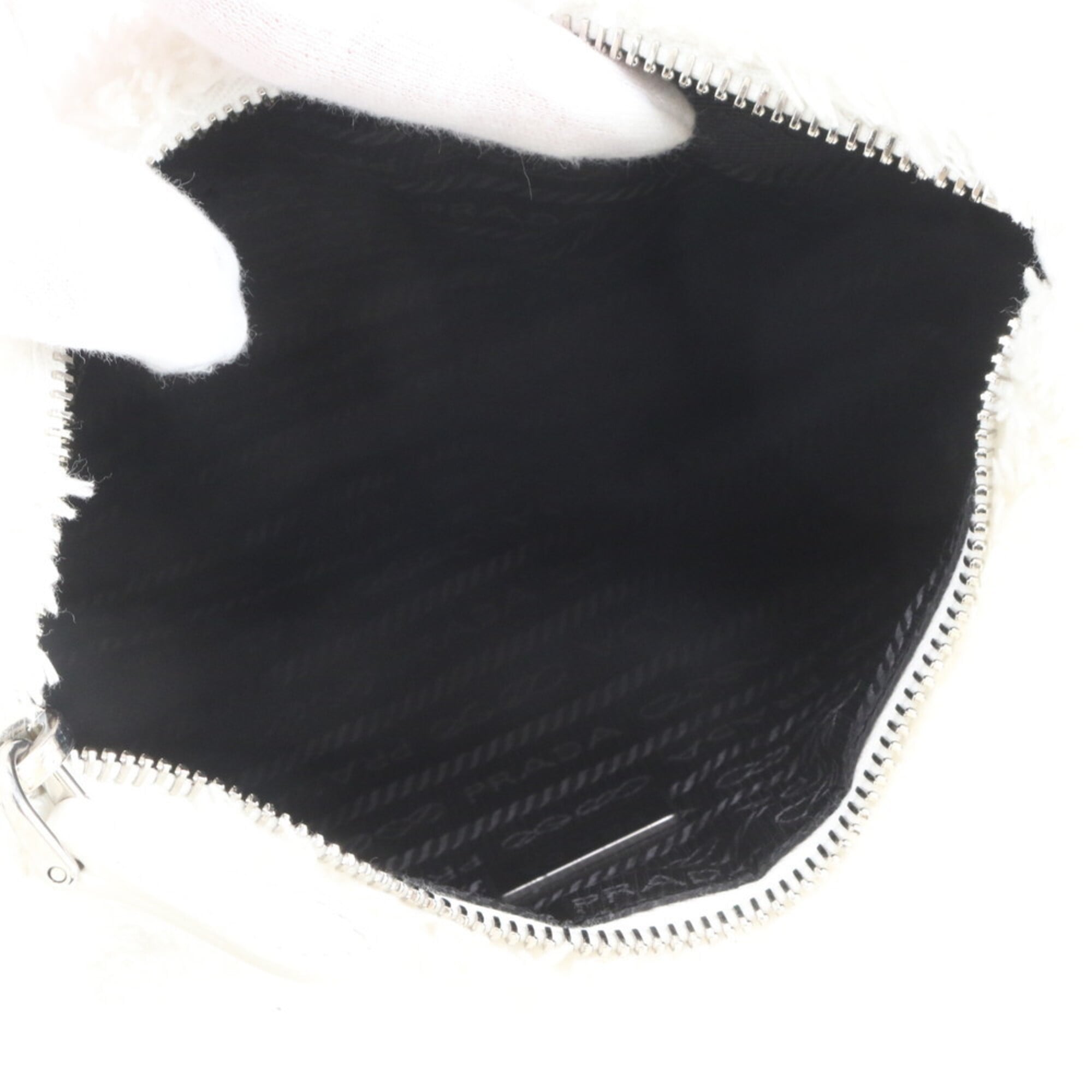 Prada Black White Leather Shoulder Bag (Pre-Owned)