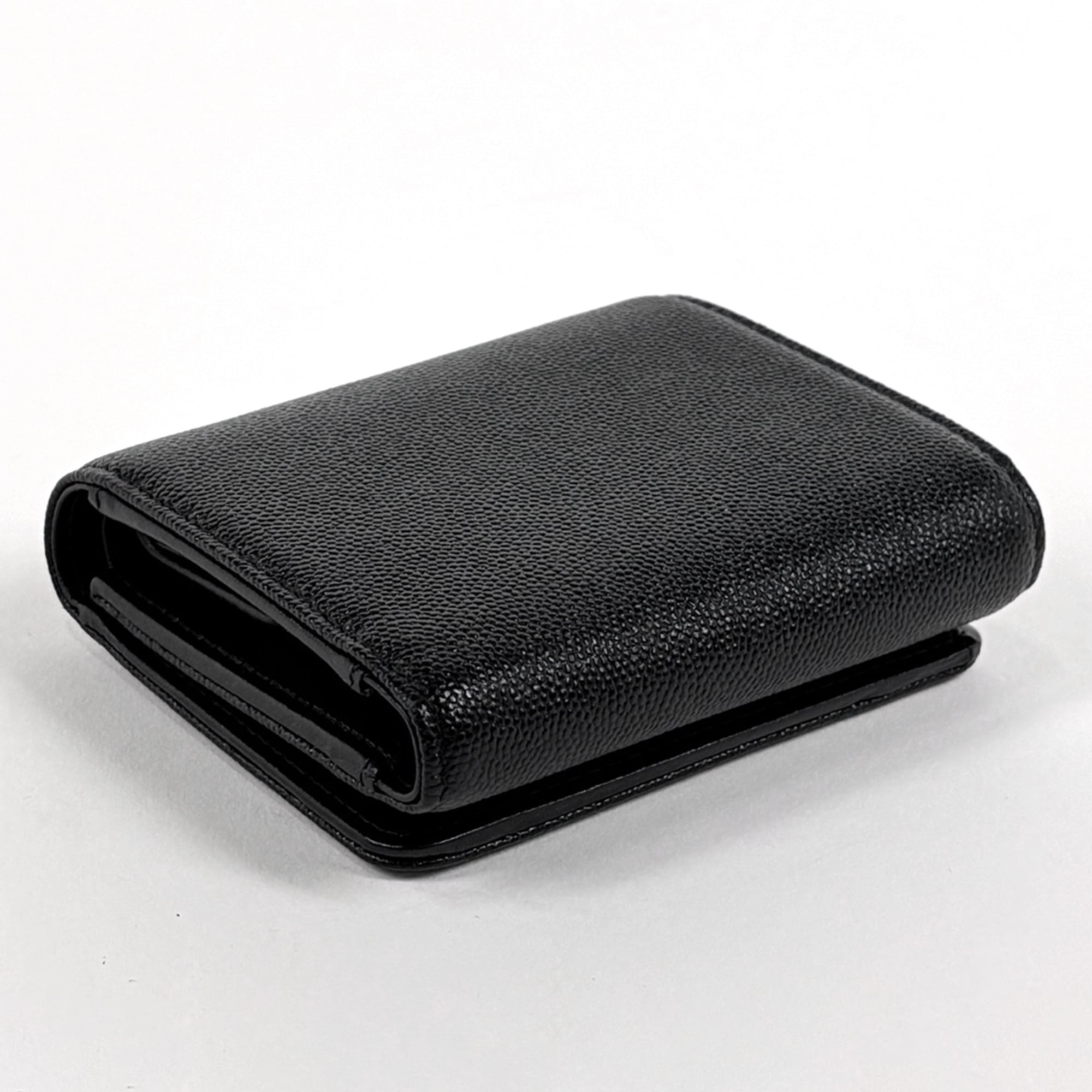 Chanel Black Grained Calfskin Wallet (Tri-Fold) (Pre-Owned)