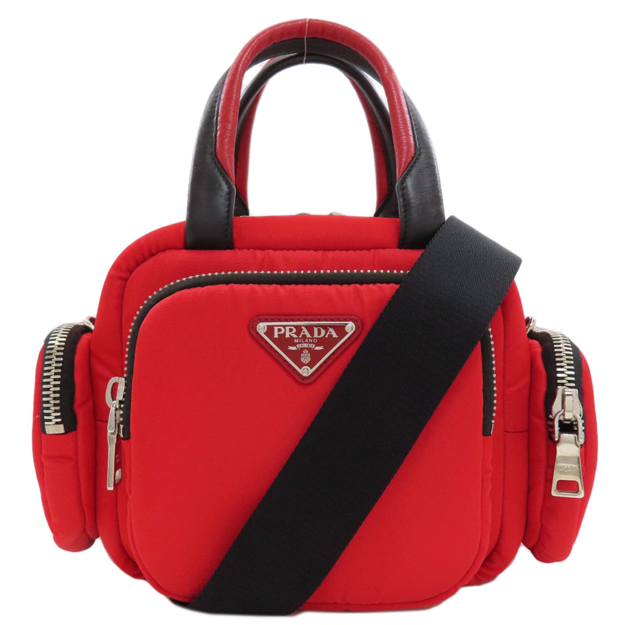 Prada Red Color Nylon Handbag (Pre-Owned)