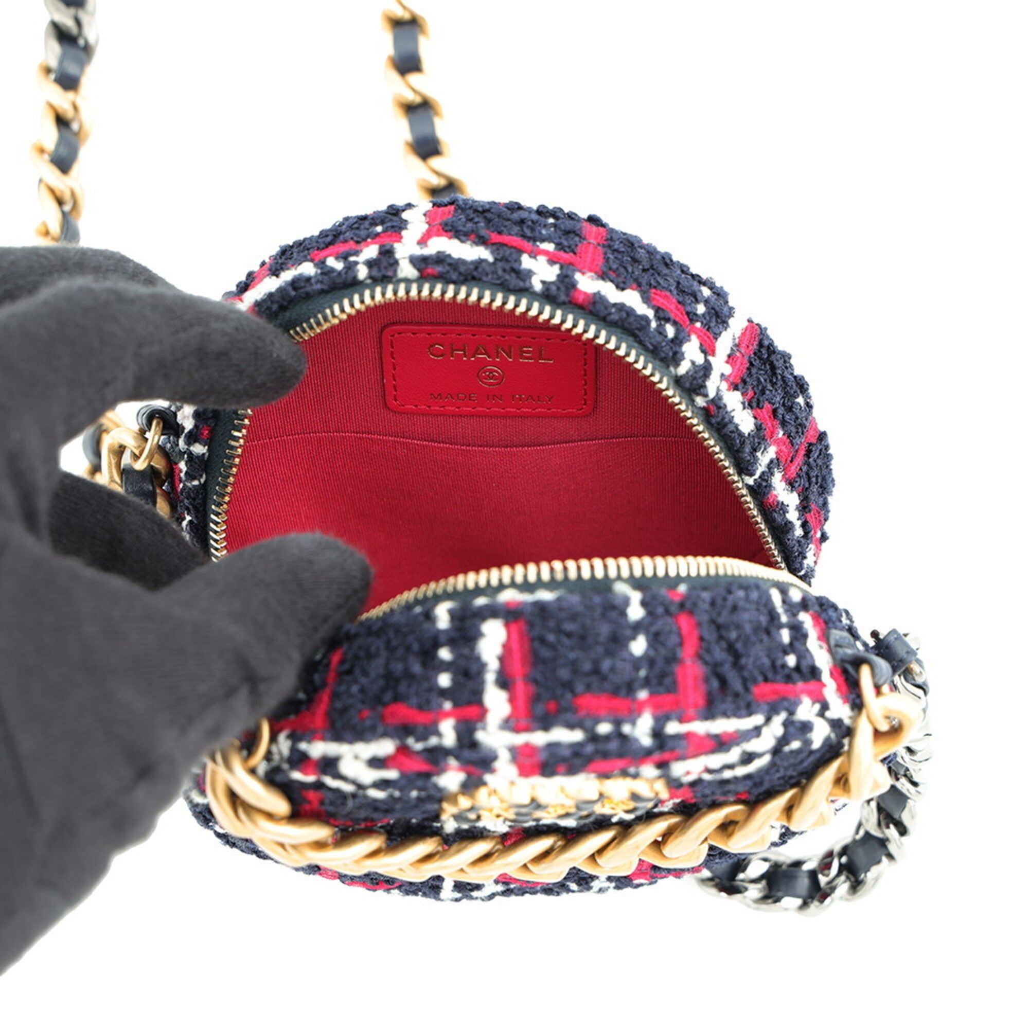 Chanel Matelasse Navy Pink White Tweed Shoulder Bag (Pre-Owned)