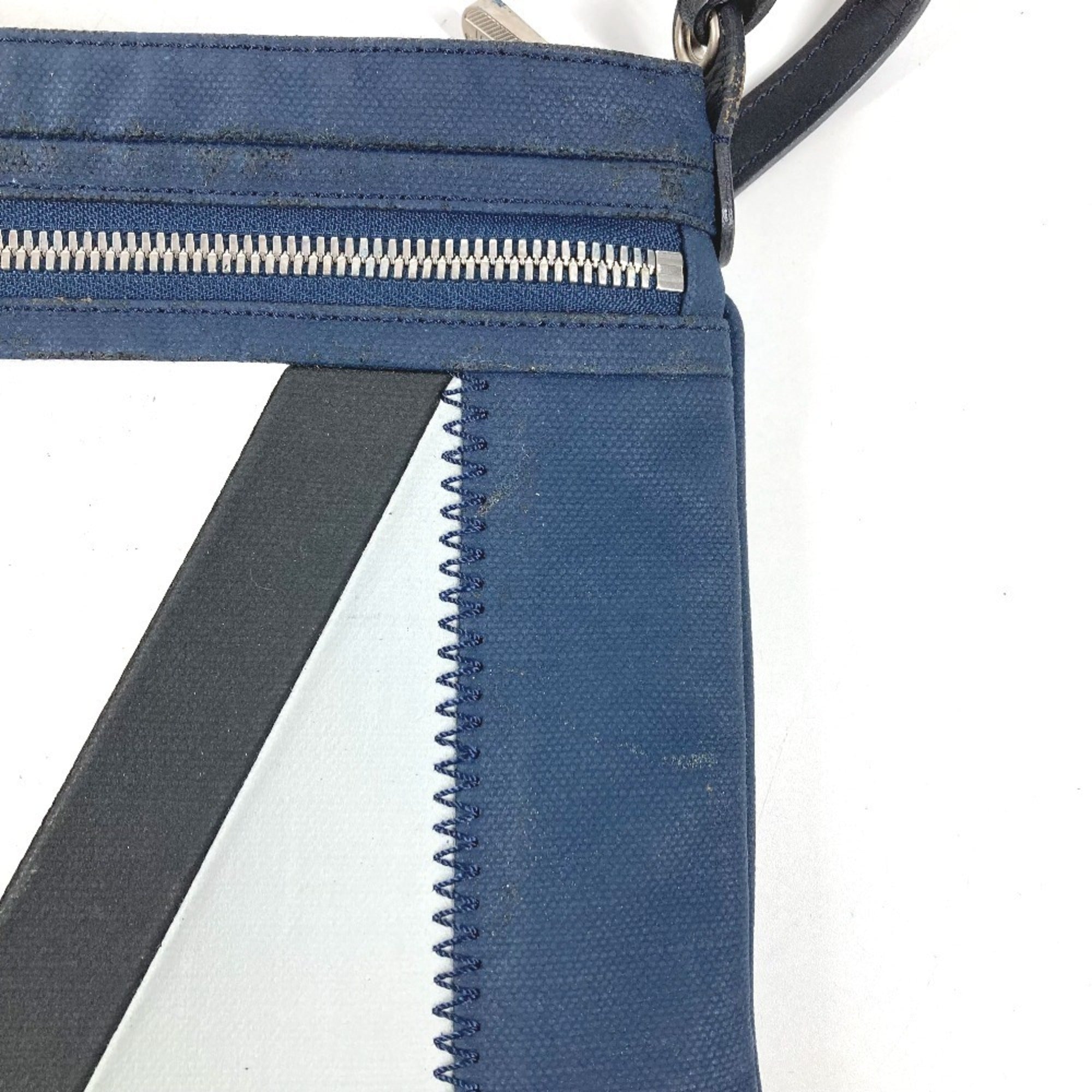 Louis Vuitton Navy Coated Canvas Leather Shoulder Bag (Pre-Owned)
