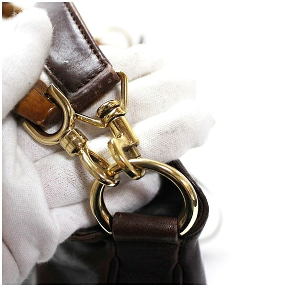 Gucci Brown Gray Leather Shoulder Bag (Pre-Owned)