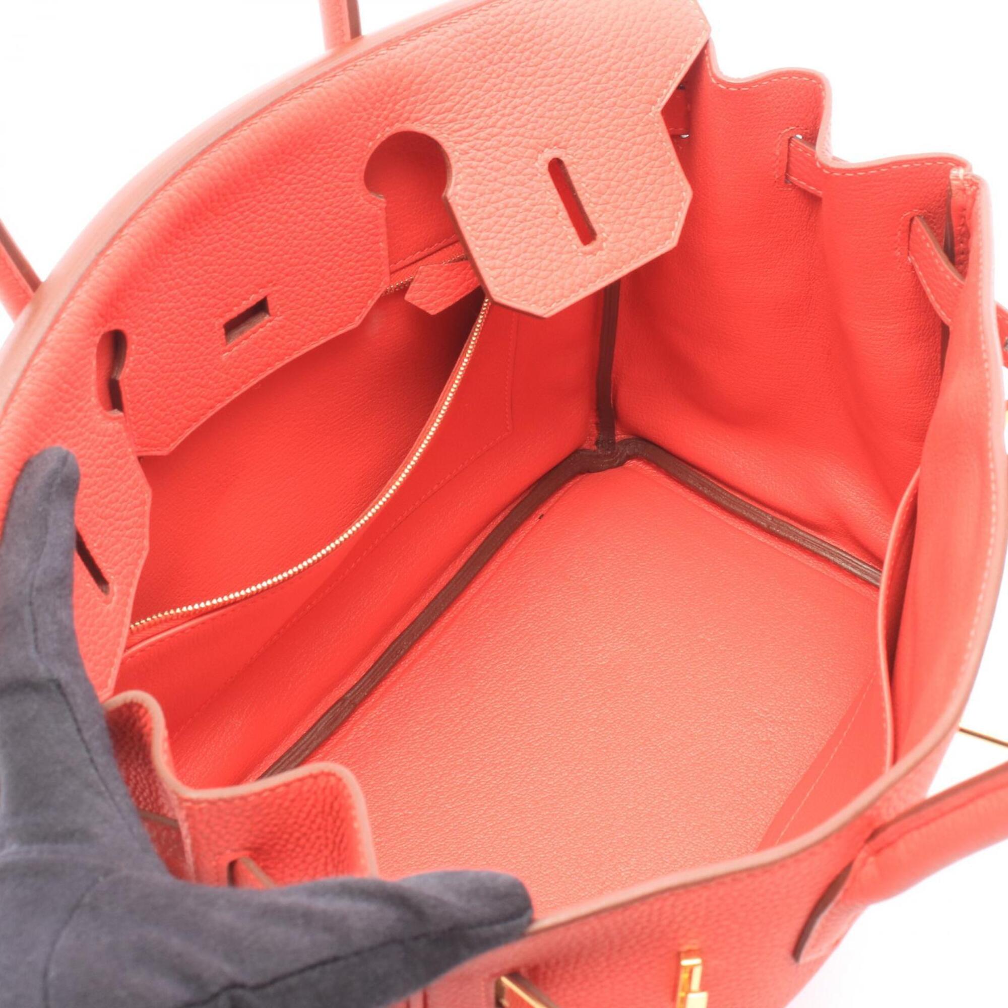 Hermes Bougainvillier Red Color Leather Togo Leather Handbag (Pre-Owned)