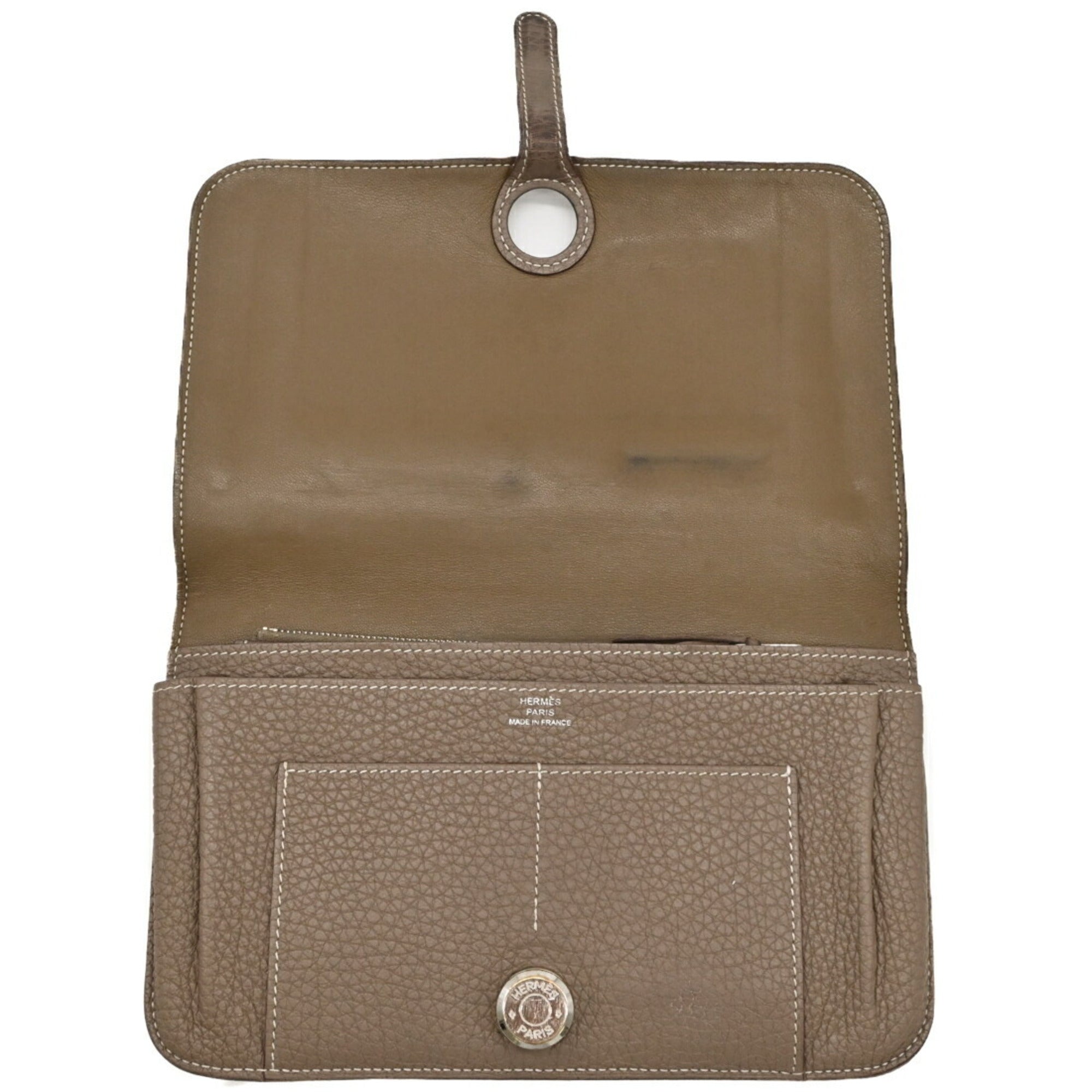 Hermes Dogon Duo Etoupe Gray Grayish Togo Leather Long Wallet (Bi-Fold) (Pre-Owned)
