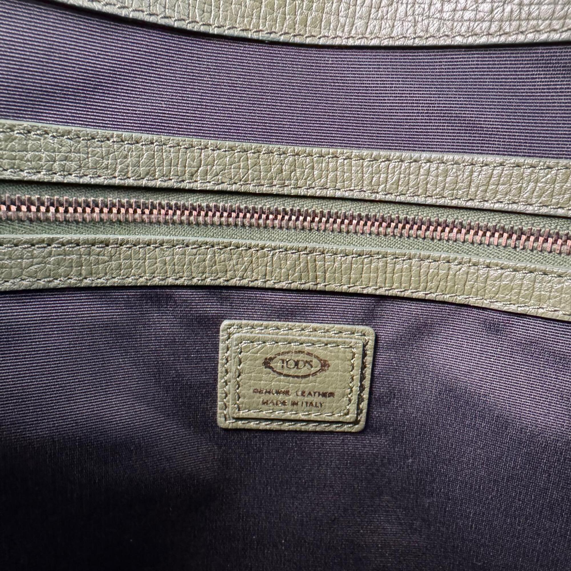 Tod's Green Leather Shoulder Bag Tote Bag (Pre-Owned)
