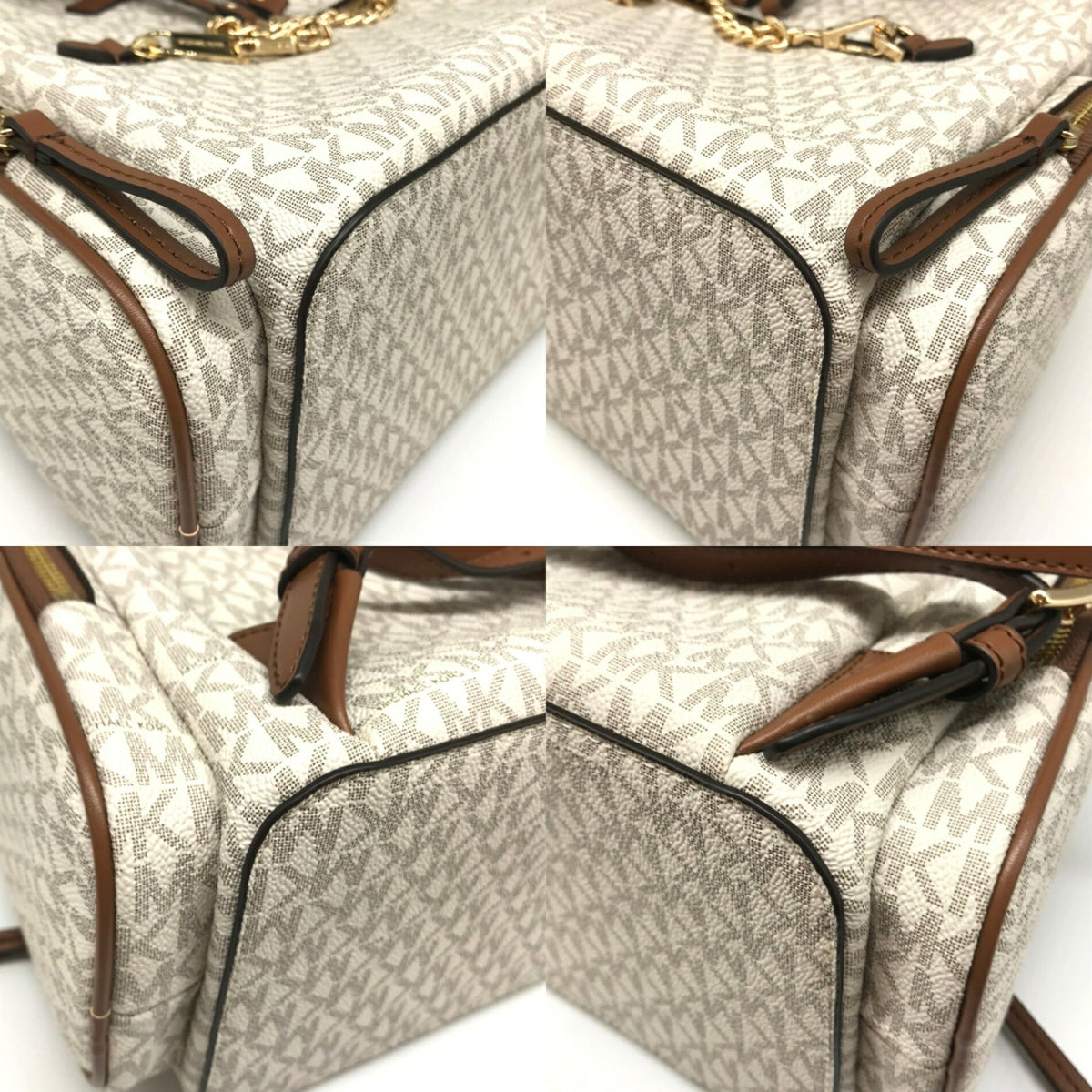 Michael Kors Brown Ivory Pvc Backpack (Pre-Owned)