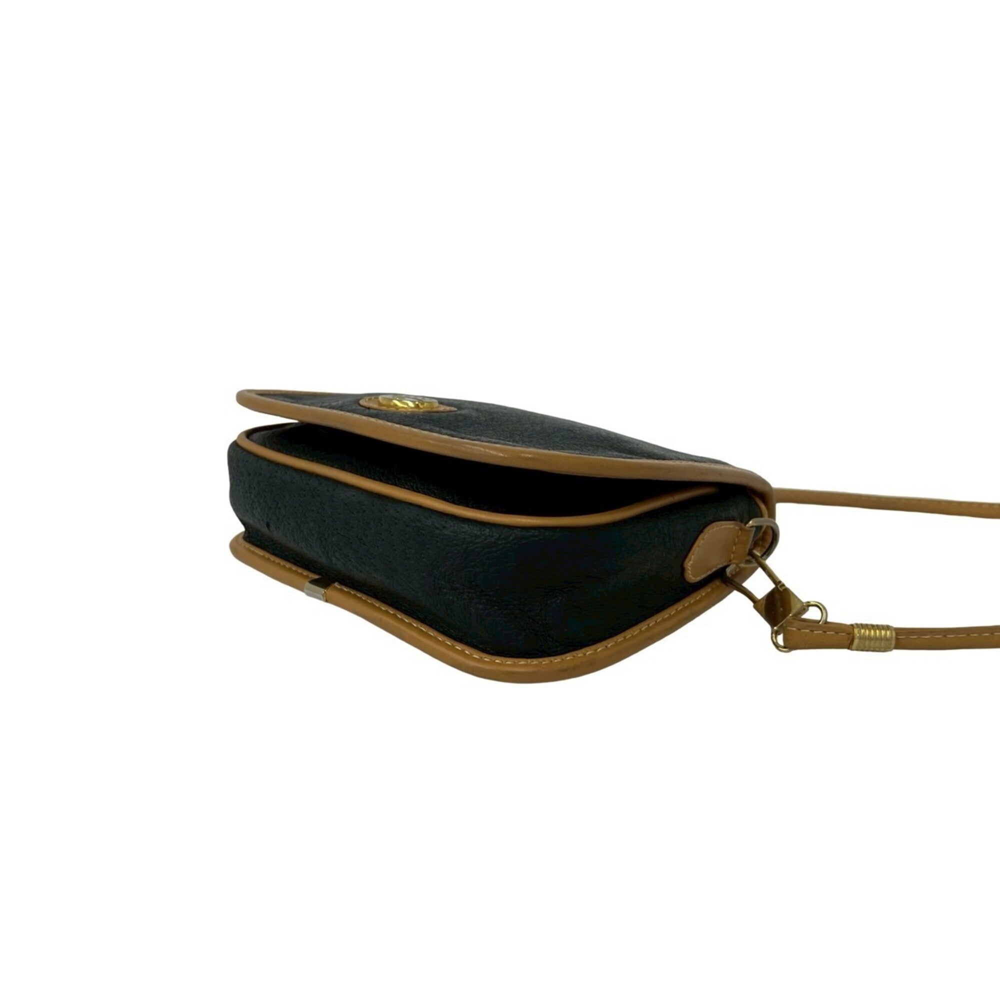 Gucci Beige Black Leather Shoulder Bag (Pre-Owned)