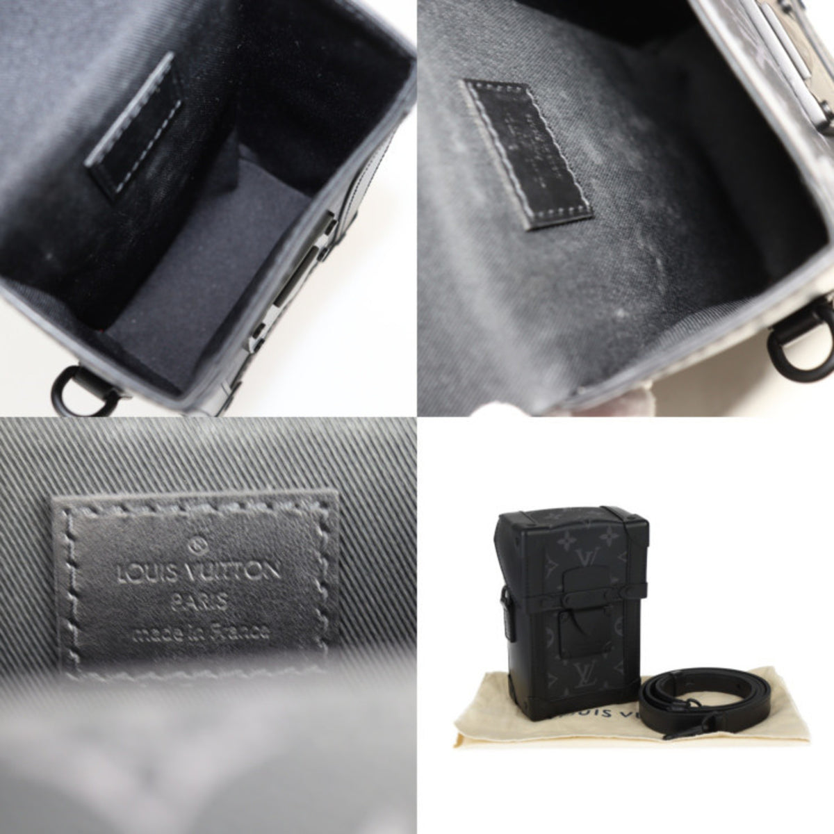 Louis Vuitton Black Gray Leather Pochette Pouch Shoulder Bag (Pre-Owned)