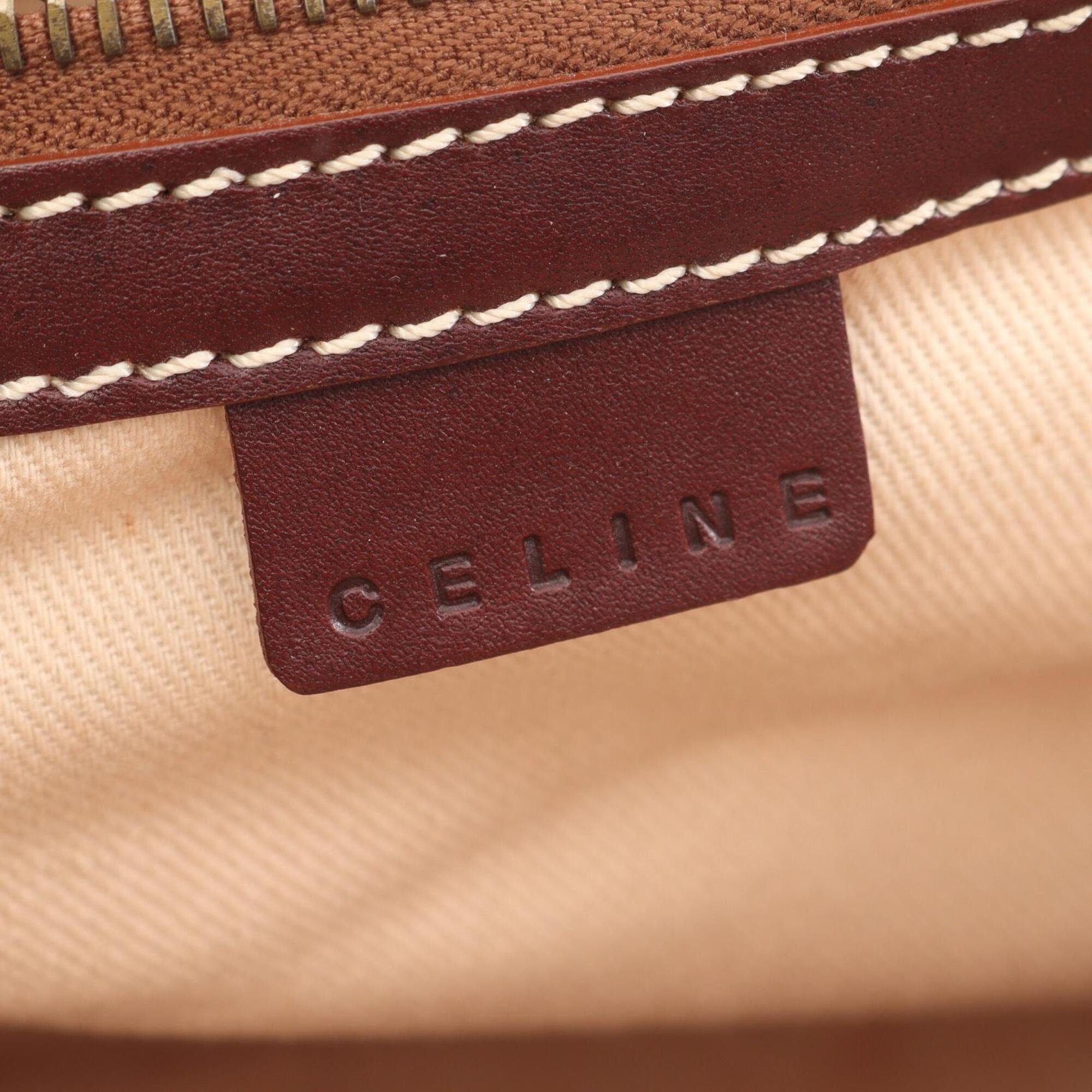 Celine Beige Brown Canvas Leather Handbag (Pre-Owned)