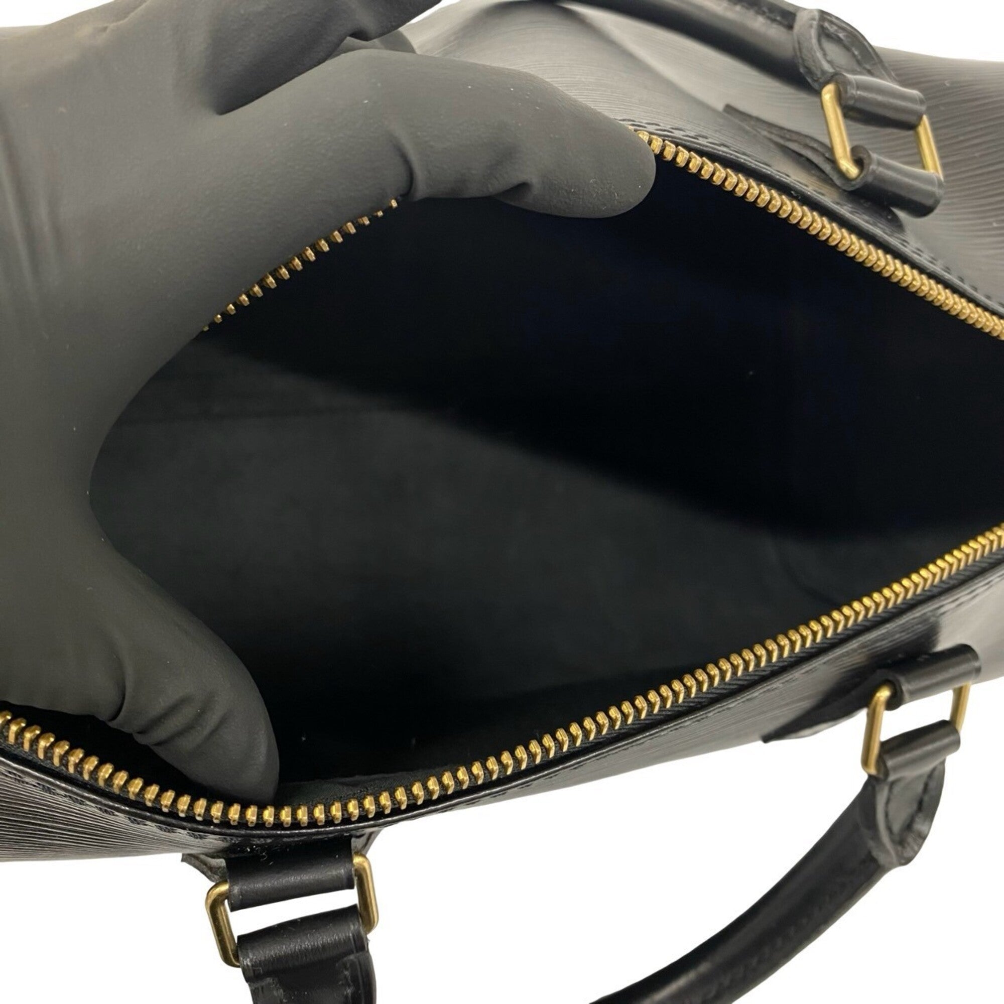 Louis Vuitton Black Leather Boston Bag Handbag (Pre-Owned)