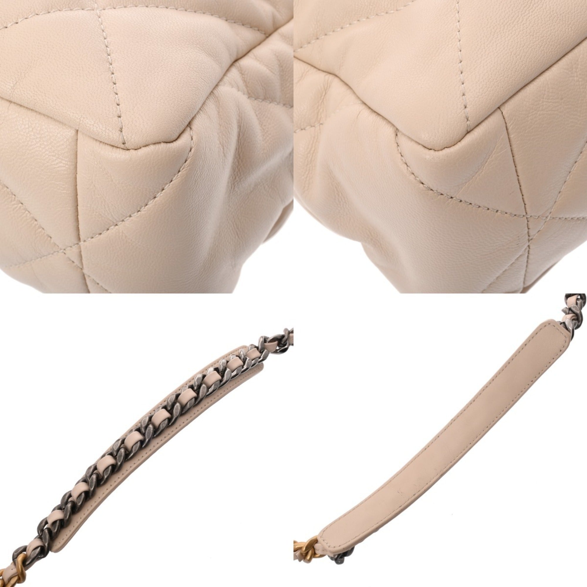 Chanel Beige Leather Handbag Shoulder Bag (Pre-Owned)