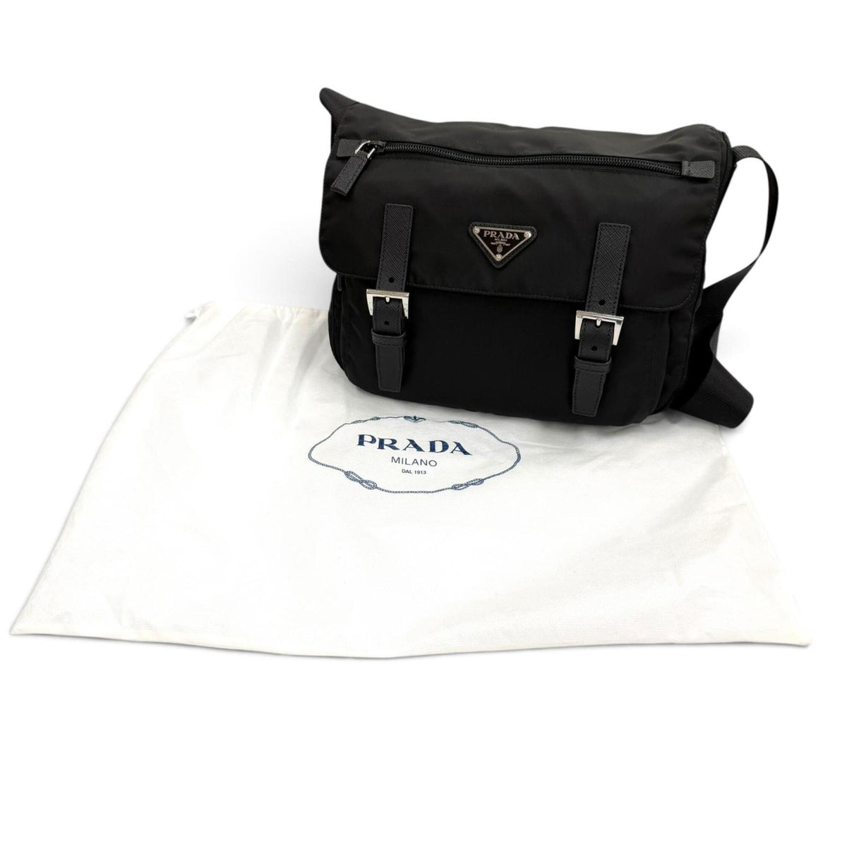 Prada Black Nylon Leather Shoulder Bag (Pre-Owned)