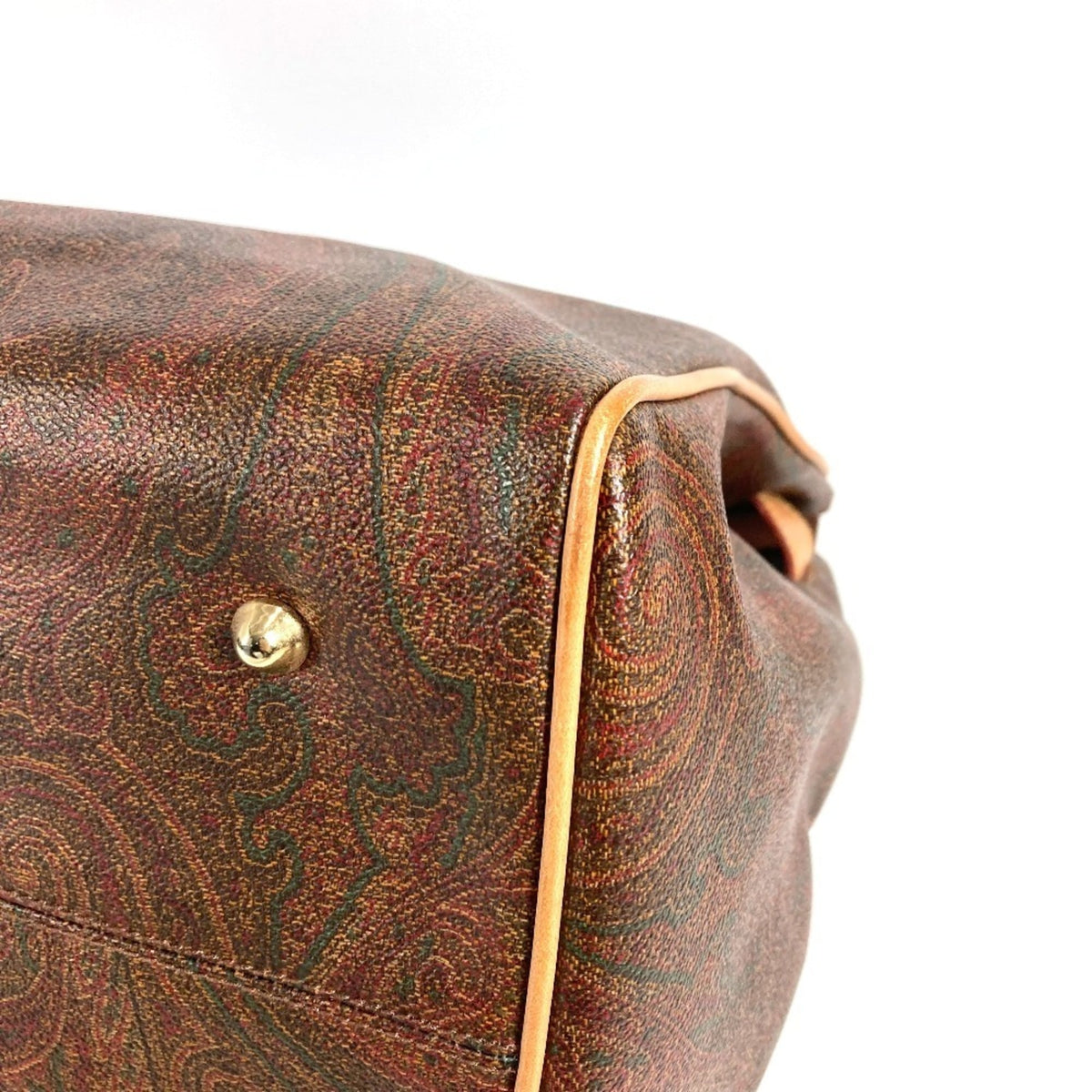 Etro Brown Leather Boston Bag Handbag Tote Bag (Pre-Owned)