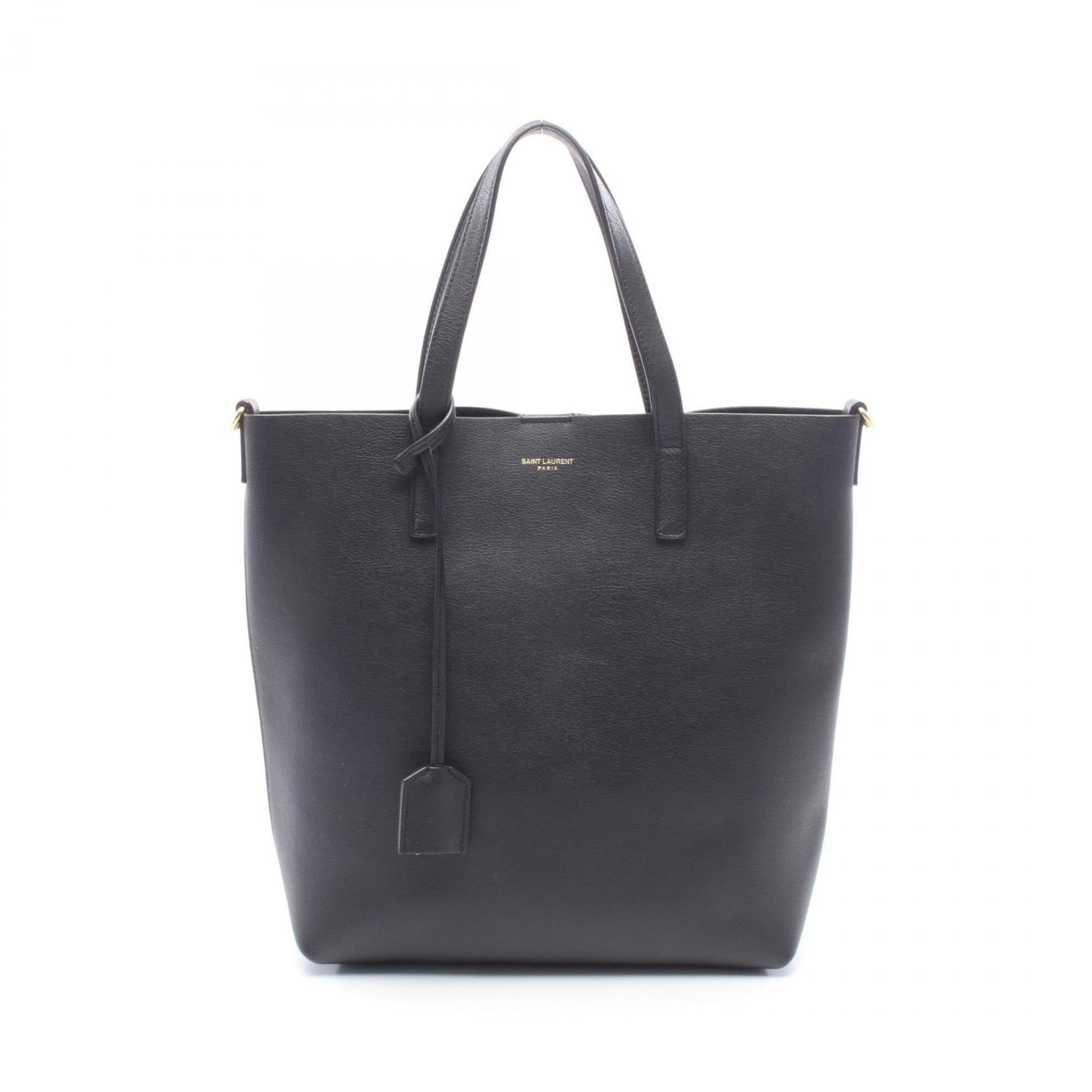 Saint Laurent Black Leather Handbag Tote Bag (Pre-Owned)