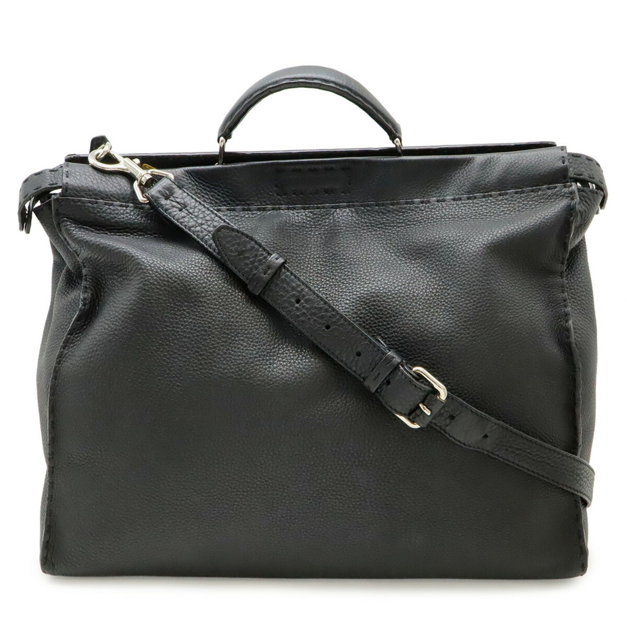 Fendi Black Leather Shoulder Bag Tote Bag (Pre-Owned)