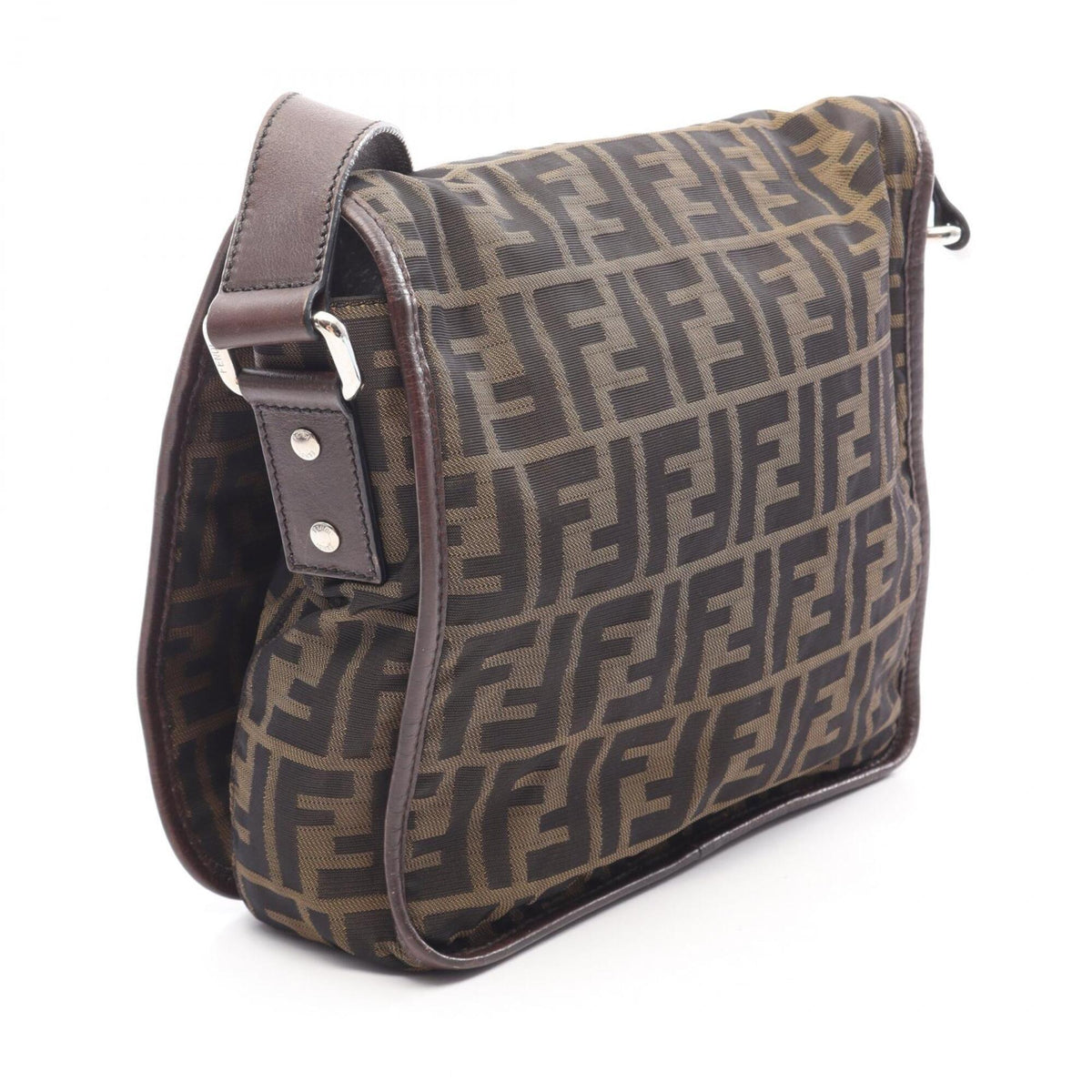 Fendi Black Khaki Canvas Leather Handbag Shoulder Bag (Pre-Owned)