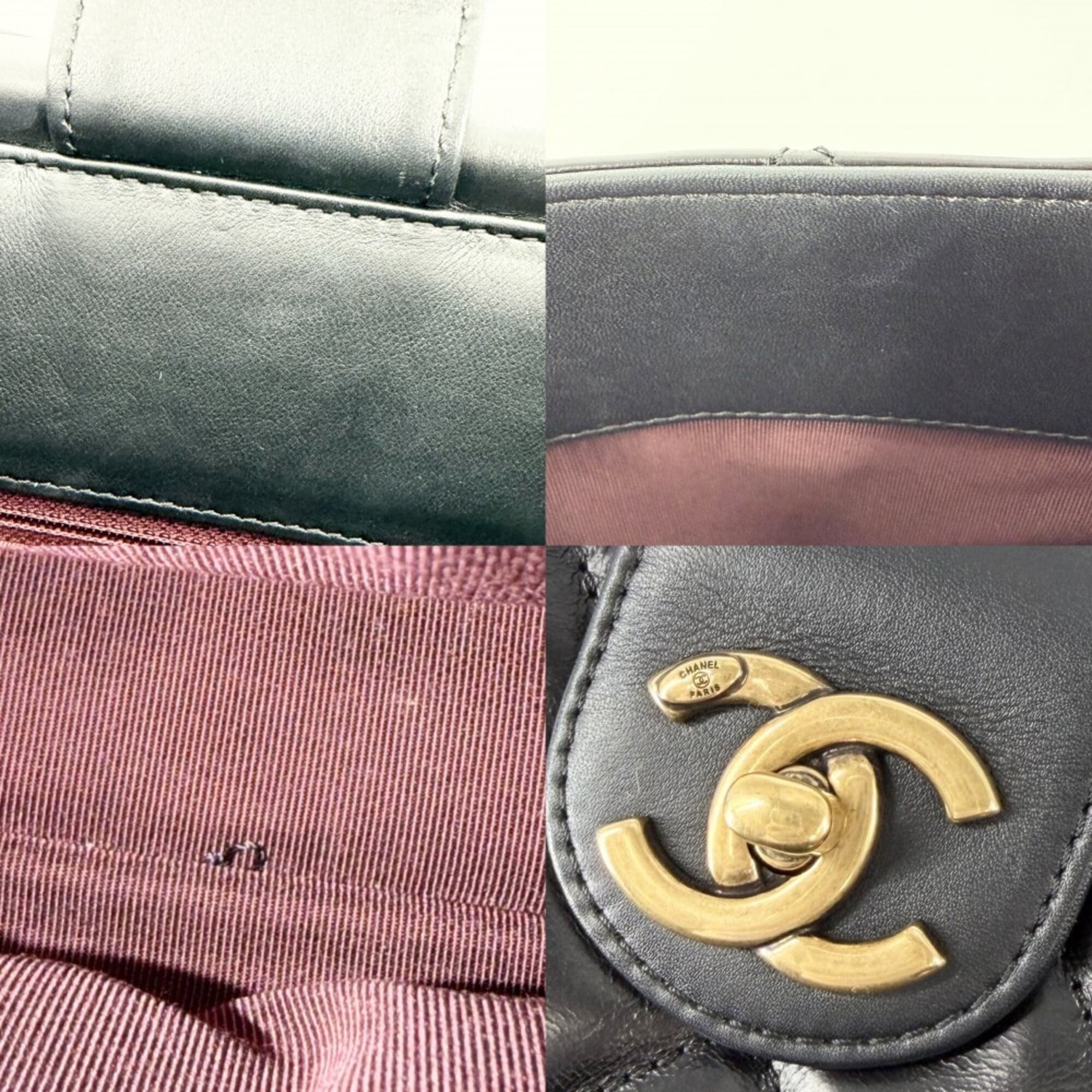 Chanel Matelasse Black Leather Handbag Shoulder Bag (Pre-Owned)